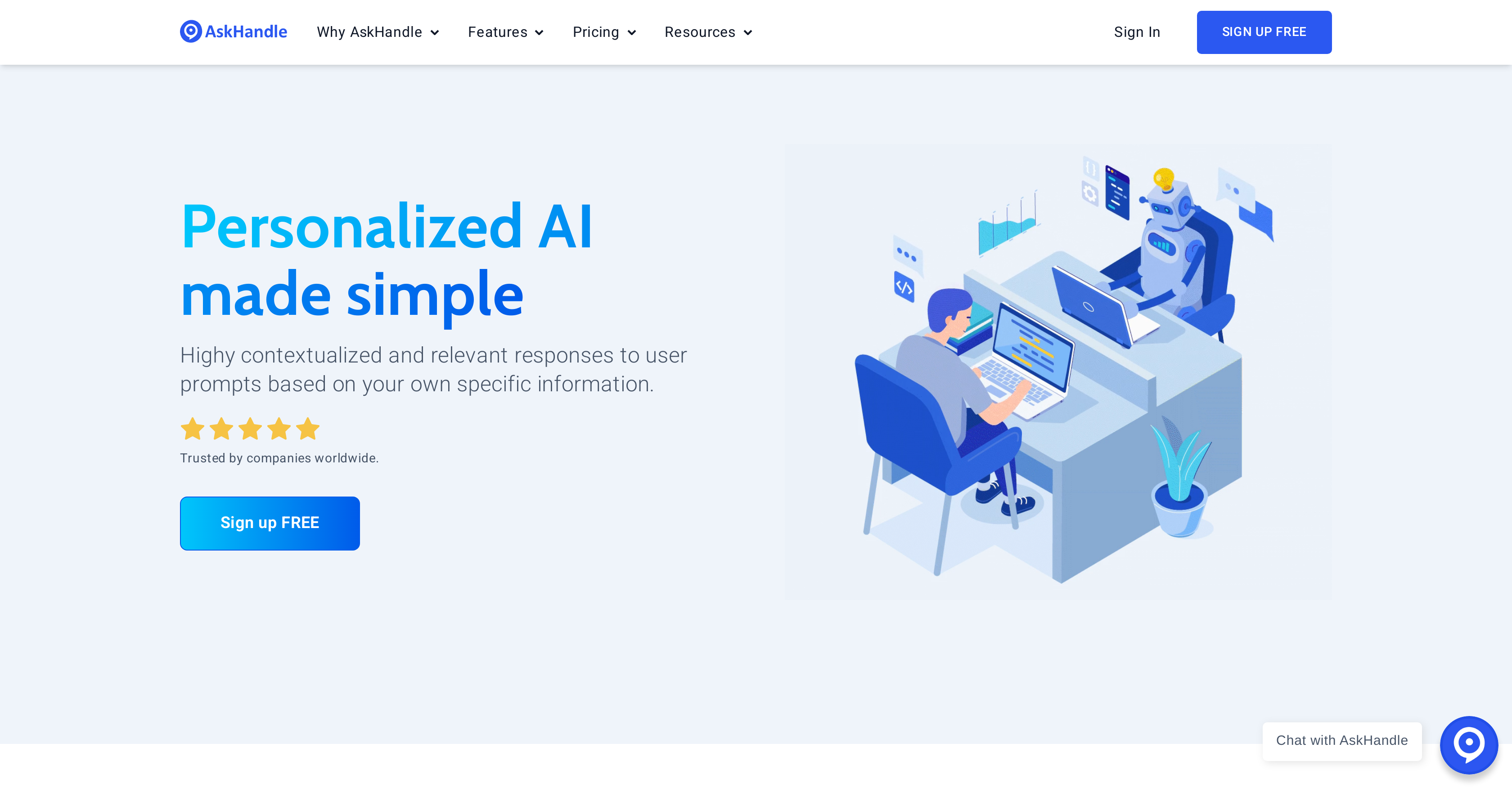 AskHandle - Screenshot showing the interface and features of this AI tool