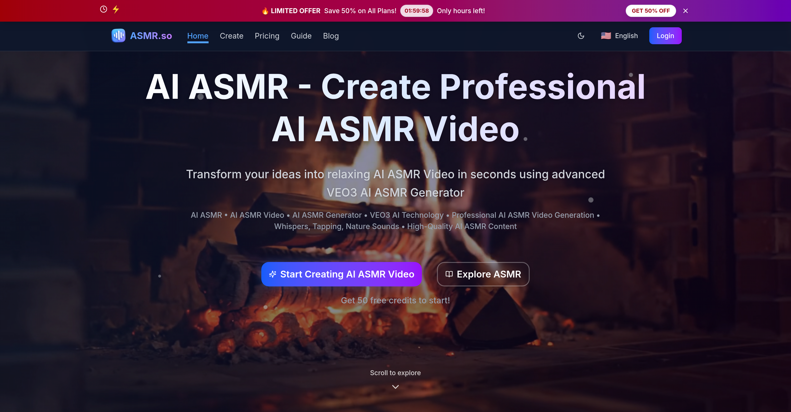 ASMR.so - Screenshot showing the interface and features of this AI tool