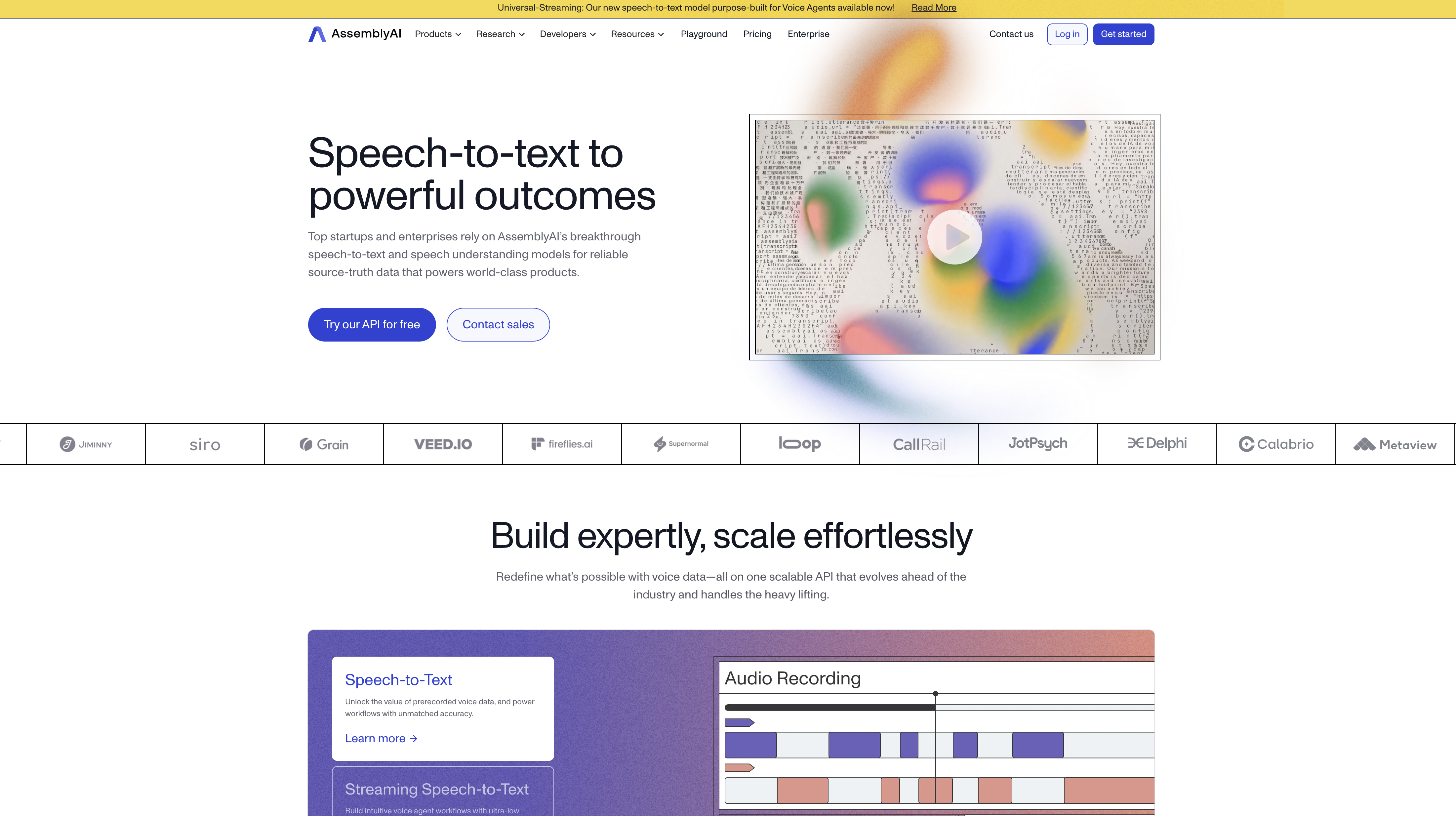 AssemblyAI - Screenshot showing the interface and features of this AI tool