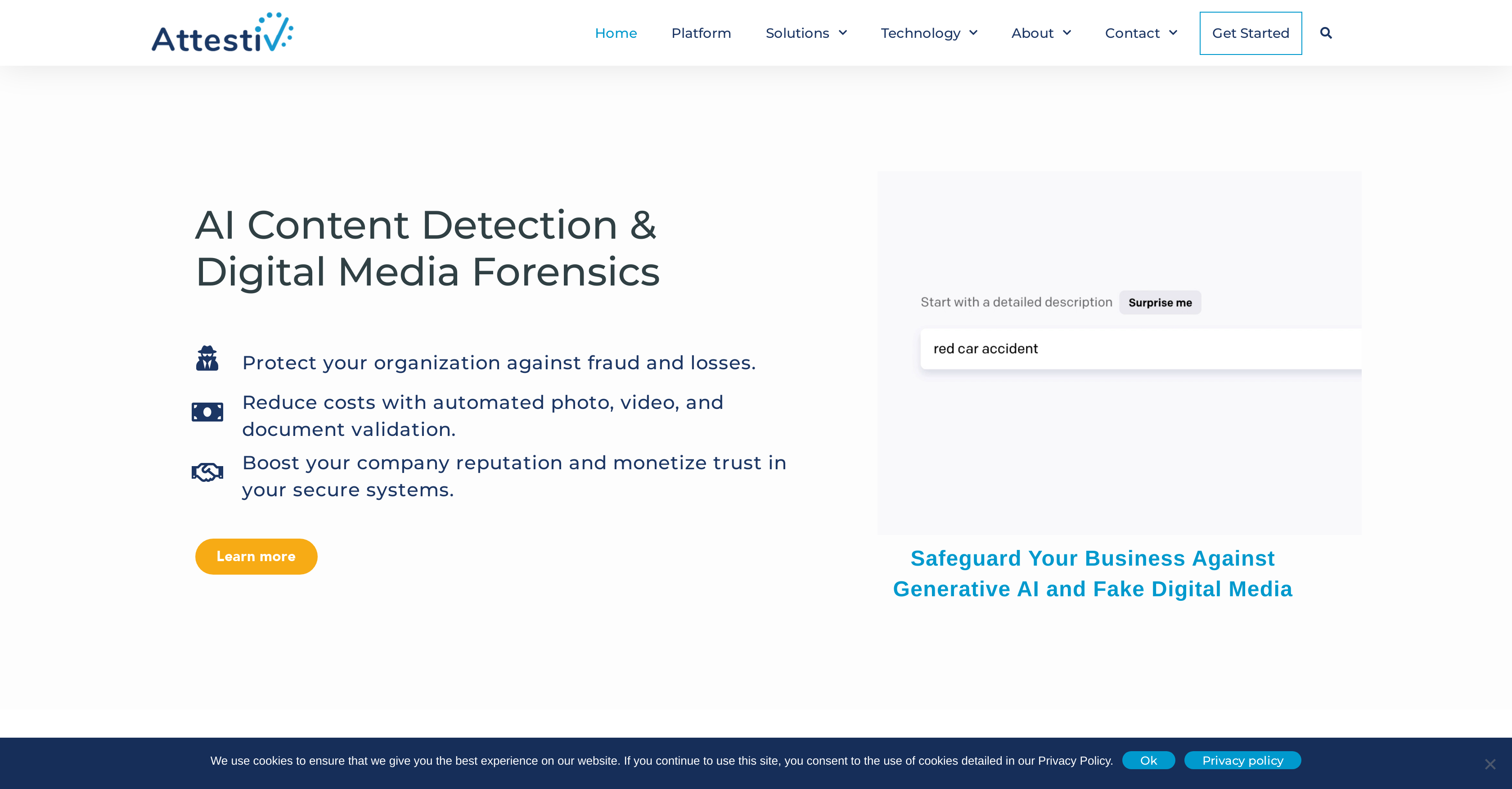 Attestiv - Screenshot showing the interface and features of this AI tool