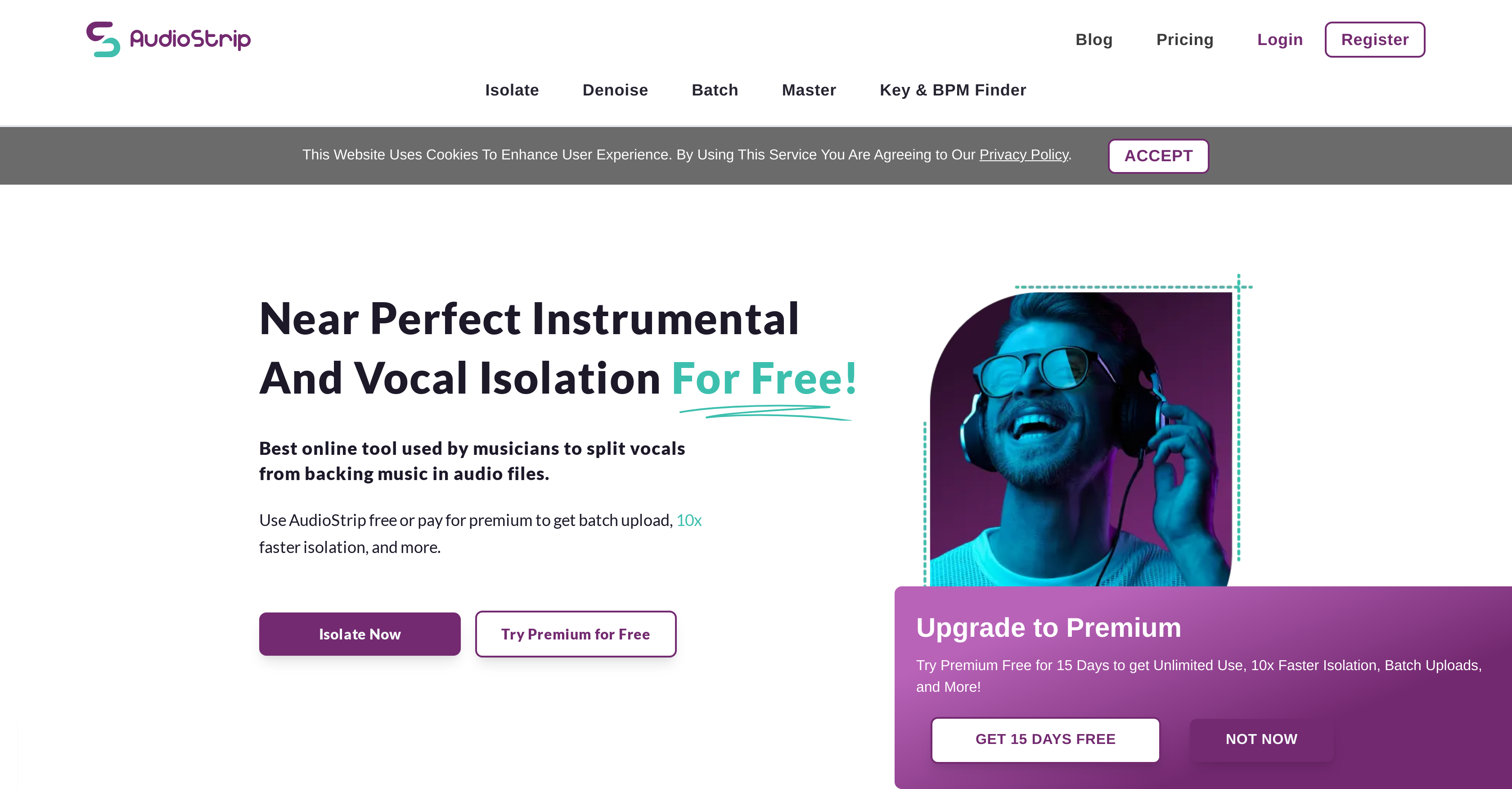 Audiostrip - Screenshot showing the interface and features of this AI tool
