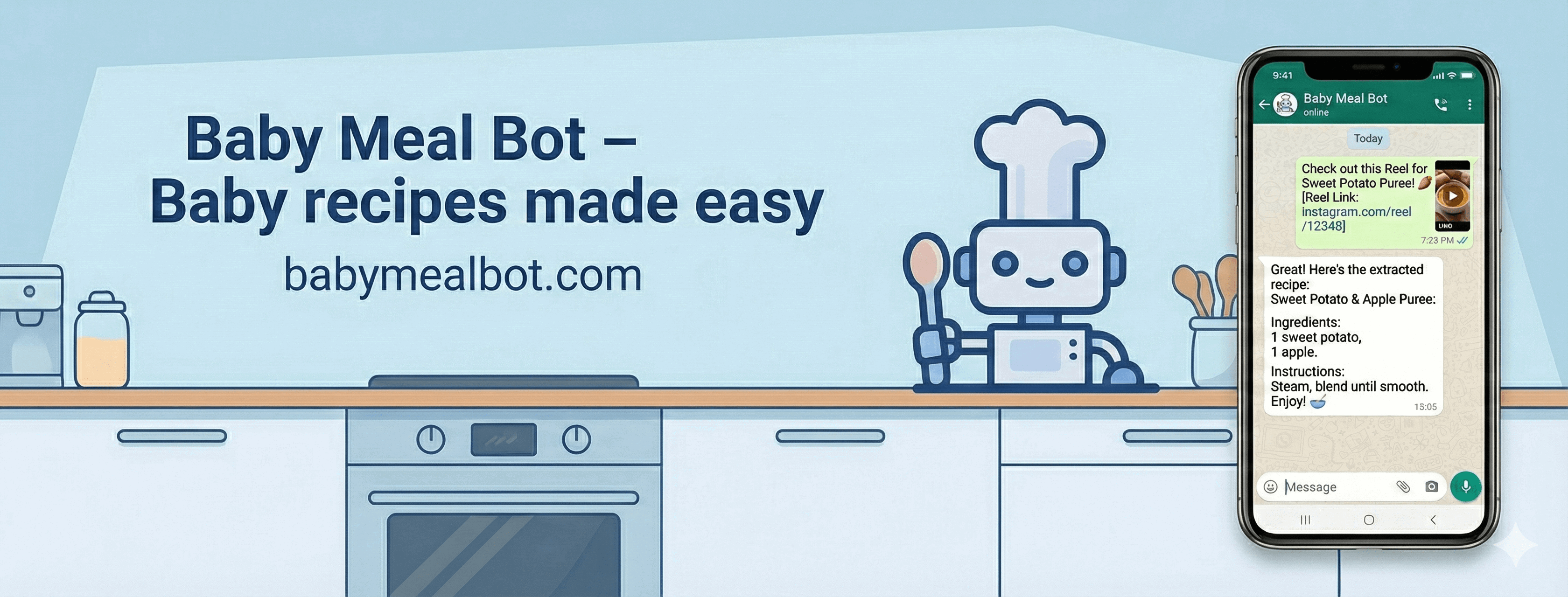 BabyMealBot - Screenshot showing the interface and features of this AI tool