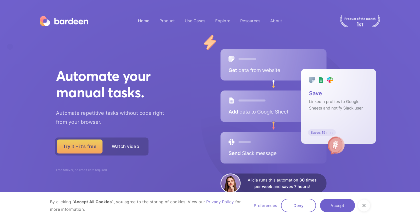 Bardeen - Screenshot showing the interface and features of this AI tool