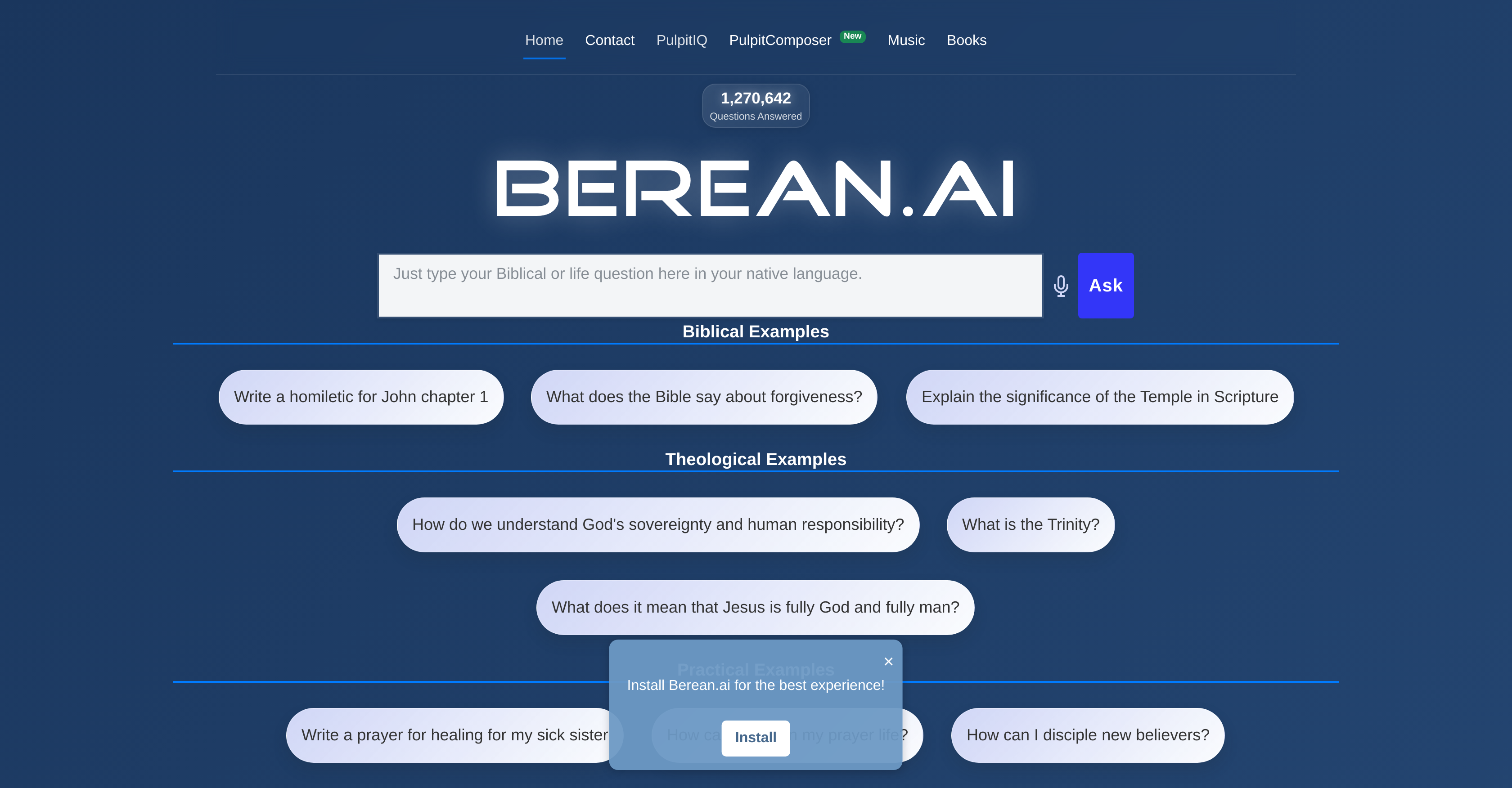 Berean.ai - Screenshot showing the interface and features of this AI tool