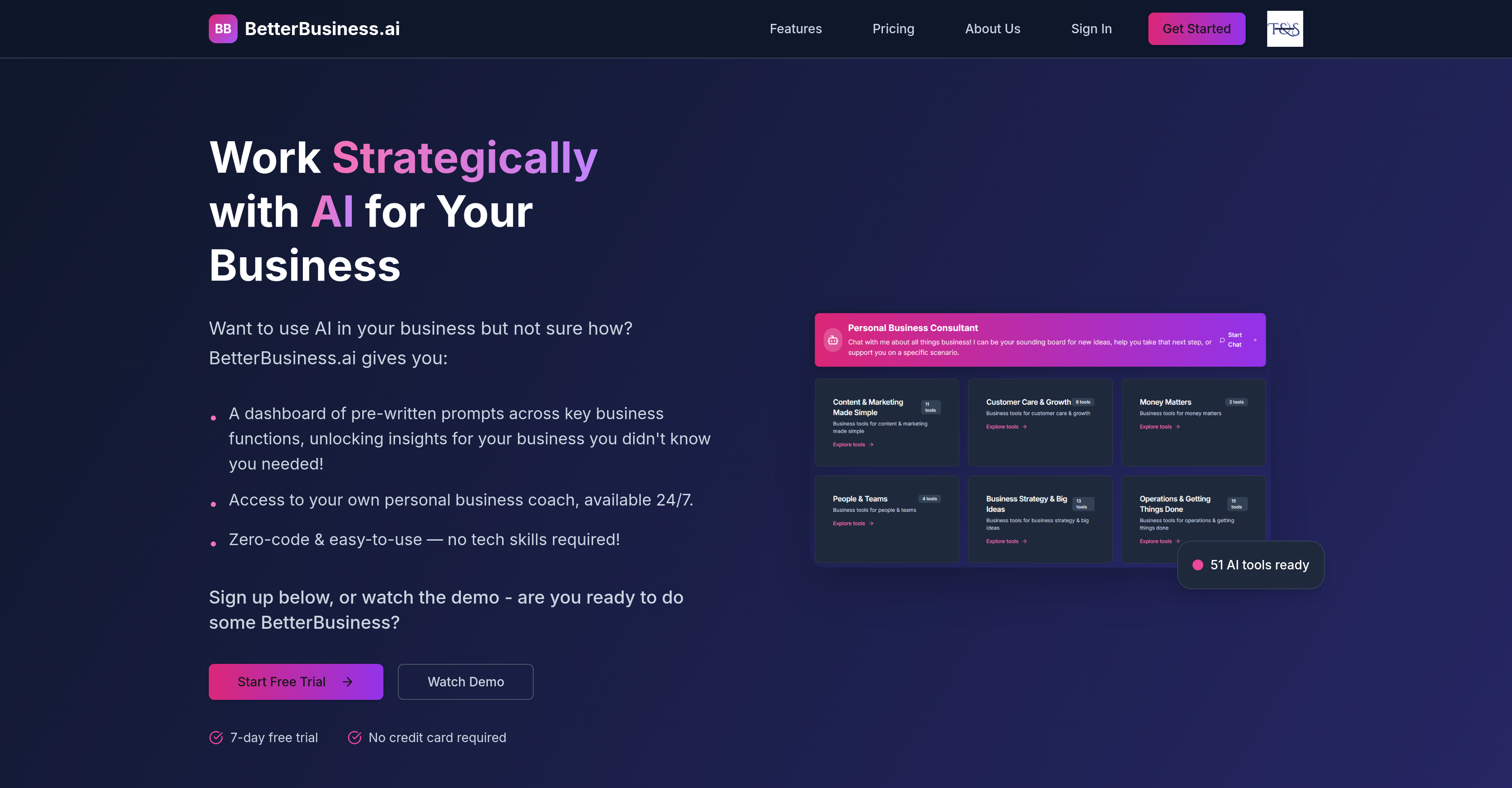 Better-Business.AI - Screenshot showing the interface and features of this AI tool