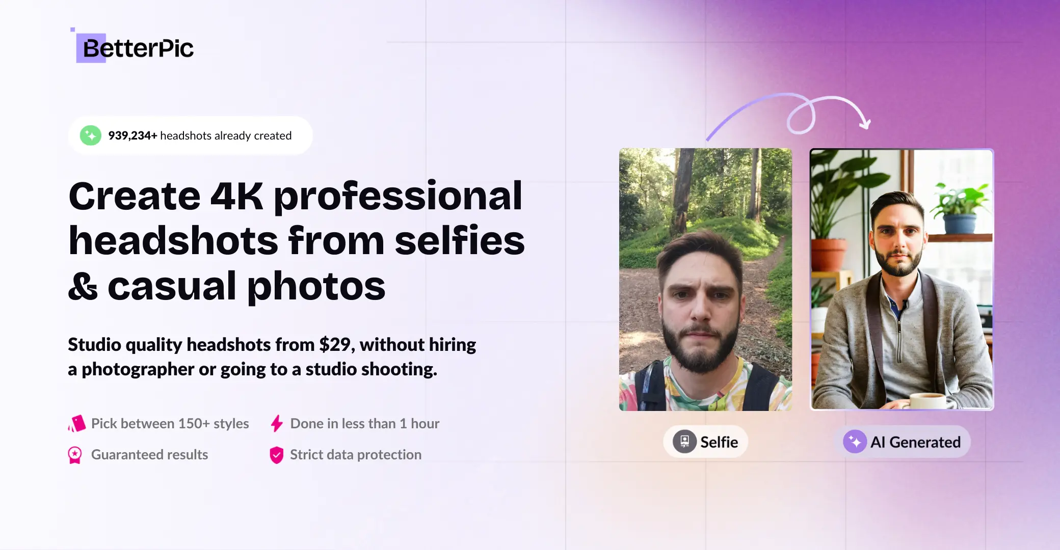 BetterPic | AI Headshotsv2 - Screenshot showing the interface and features of this AI tool