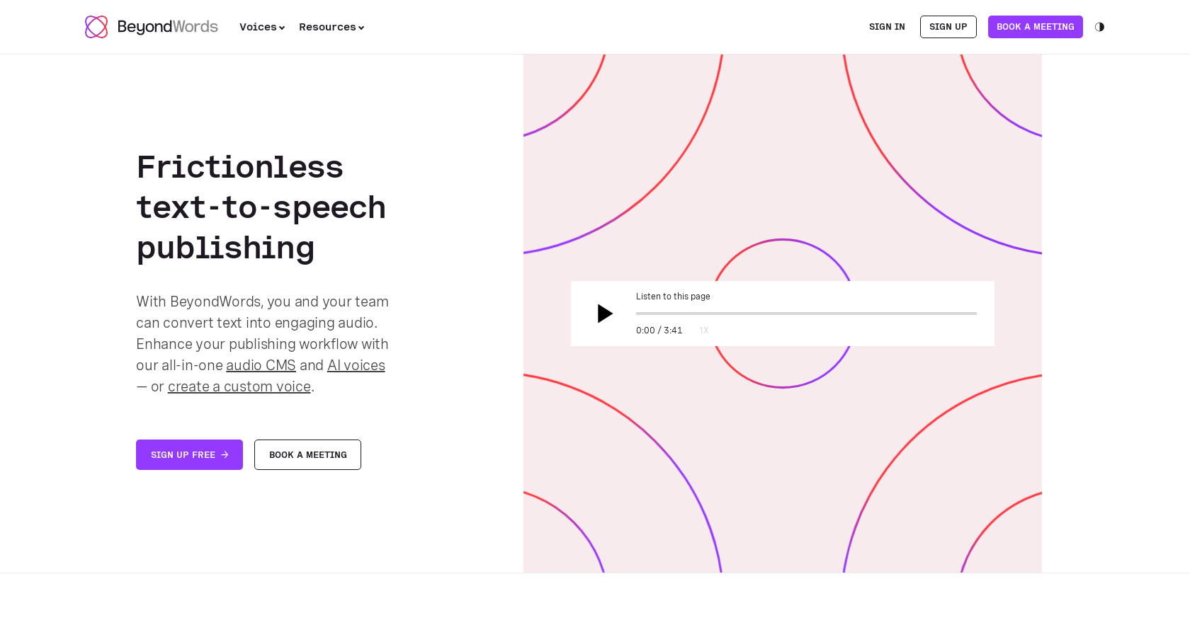 BeyondWords - Screenshot showing the interface and features of this AI tool