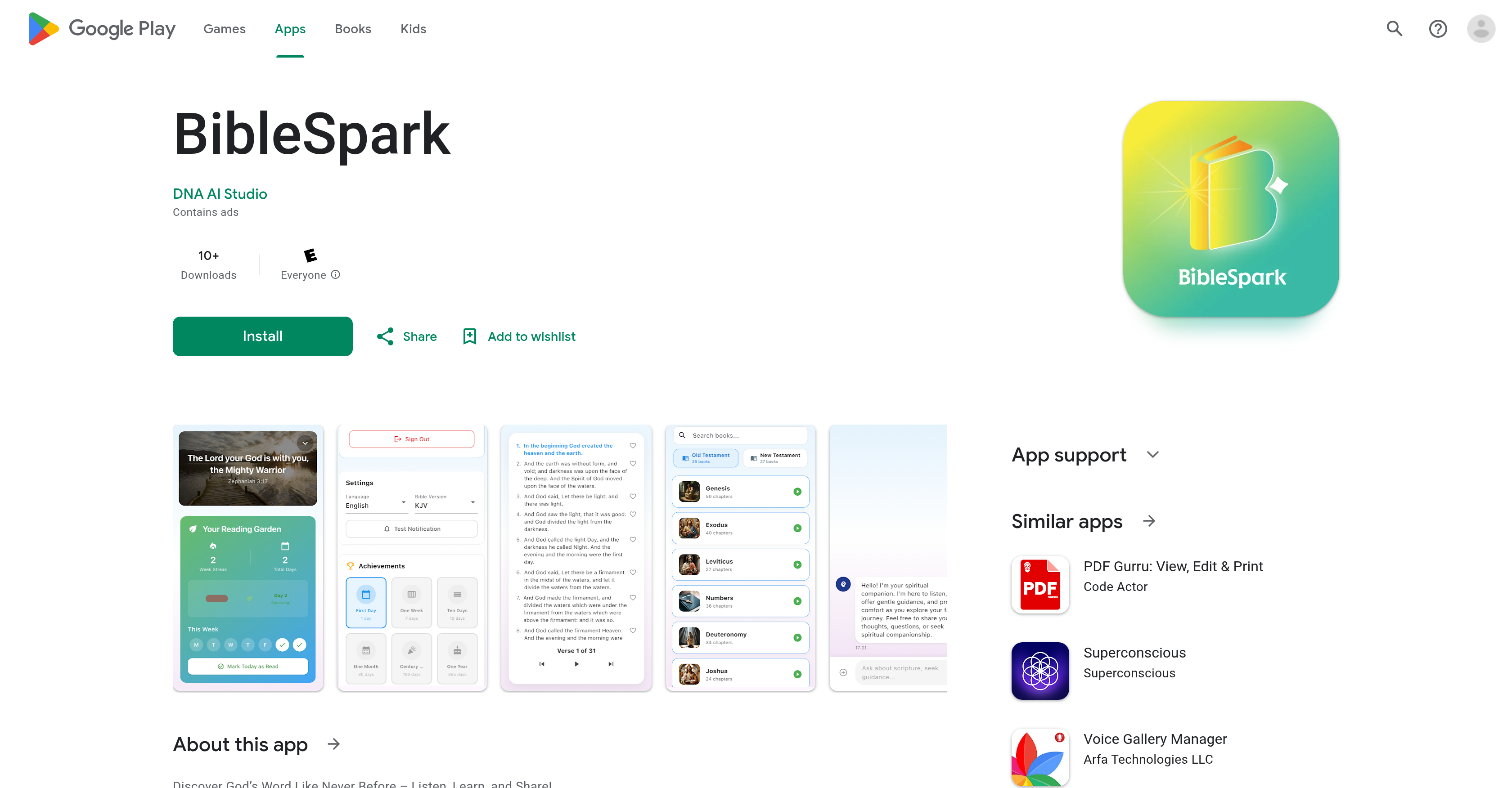 BibleSpark - Screenshot showing the interface and features of this AI tool
