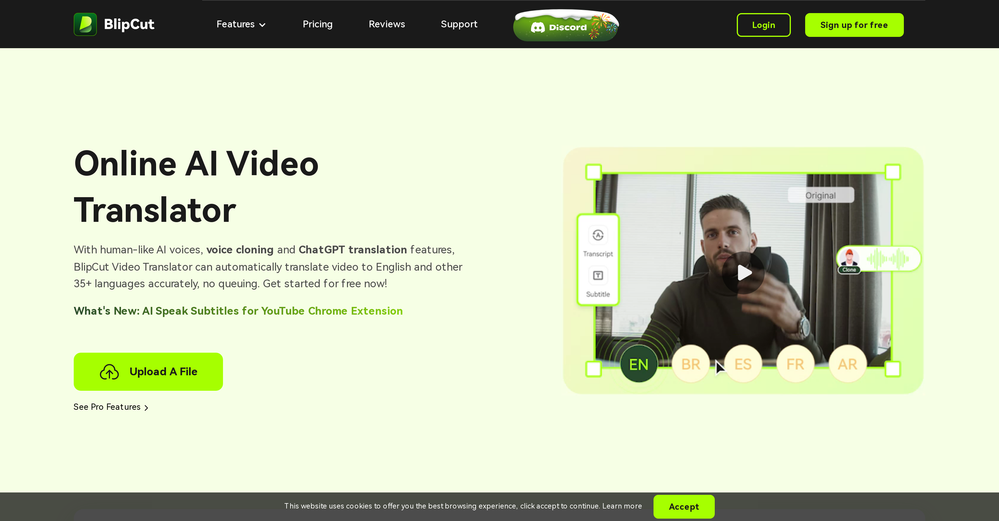 BlipCut - Screenshot showing the interface and features of this AI tool