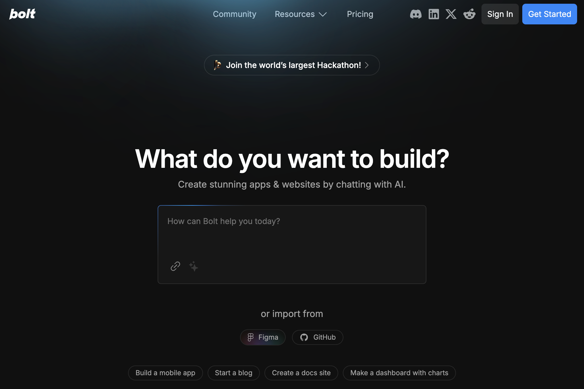 bolt.newv3 - Screenshot showing the interface and features of this AI tool