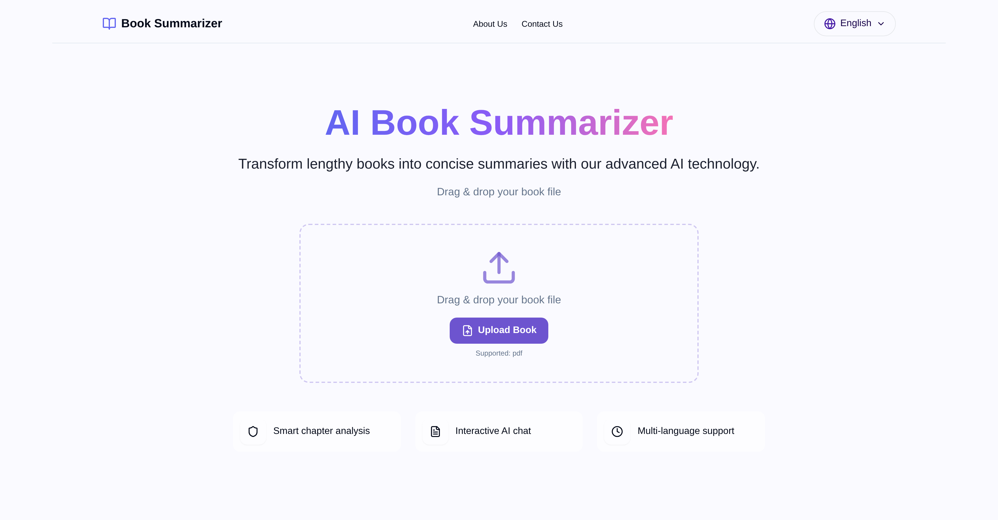 Book Summarizer - Screenshot showing the interface and features of this AI tool