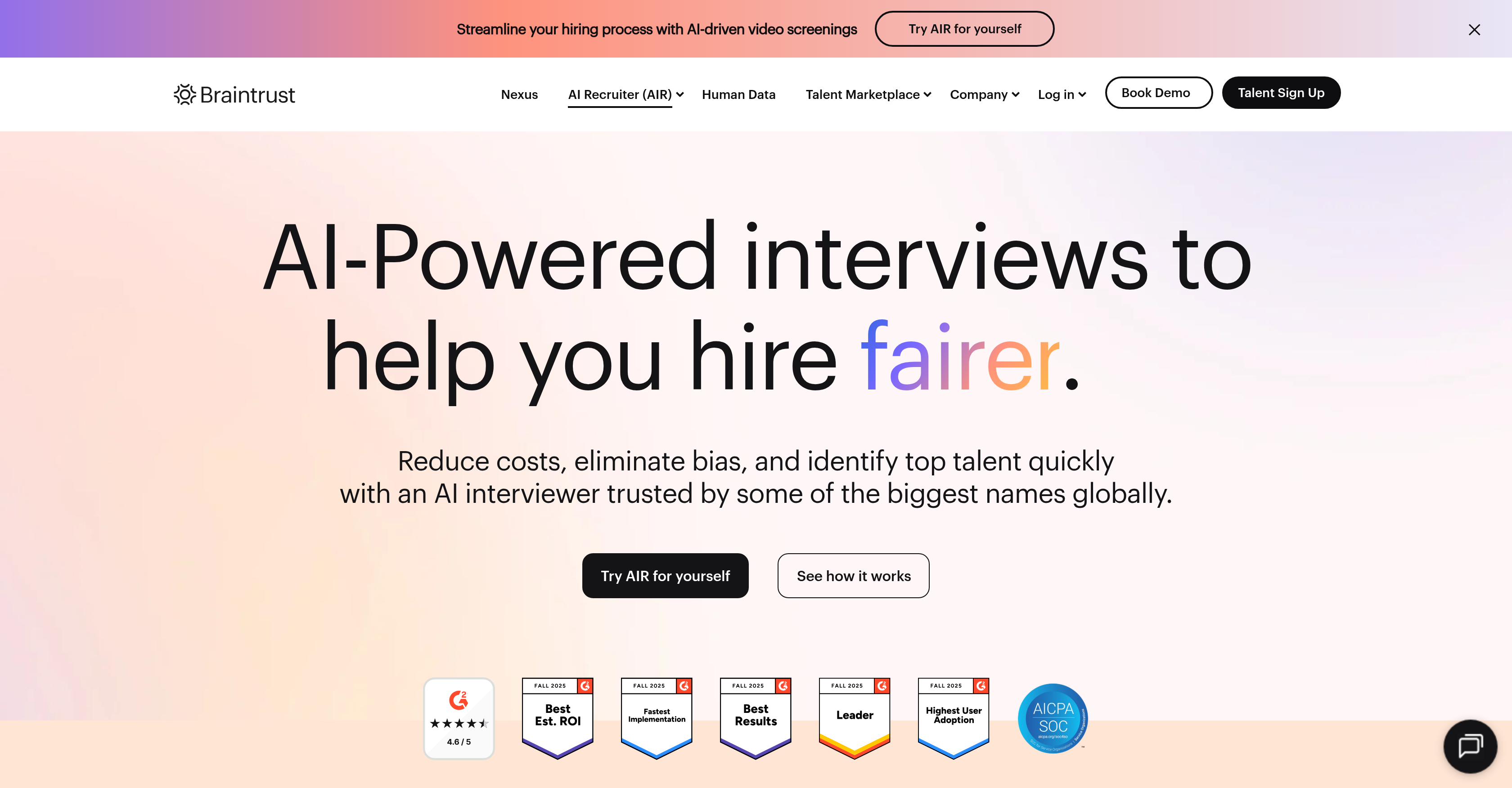 Braintrust AIR - Screenshot showing the interface and features of this AI tool