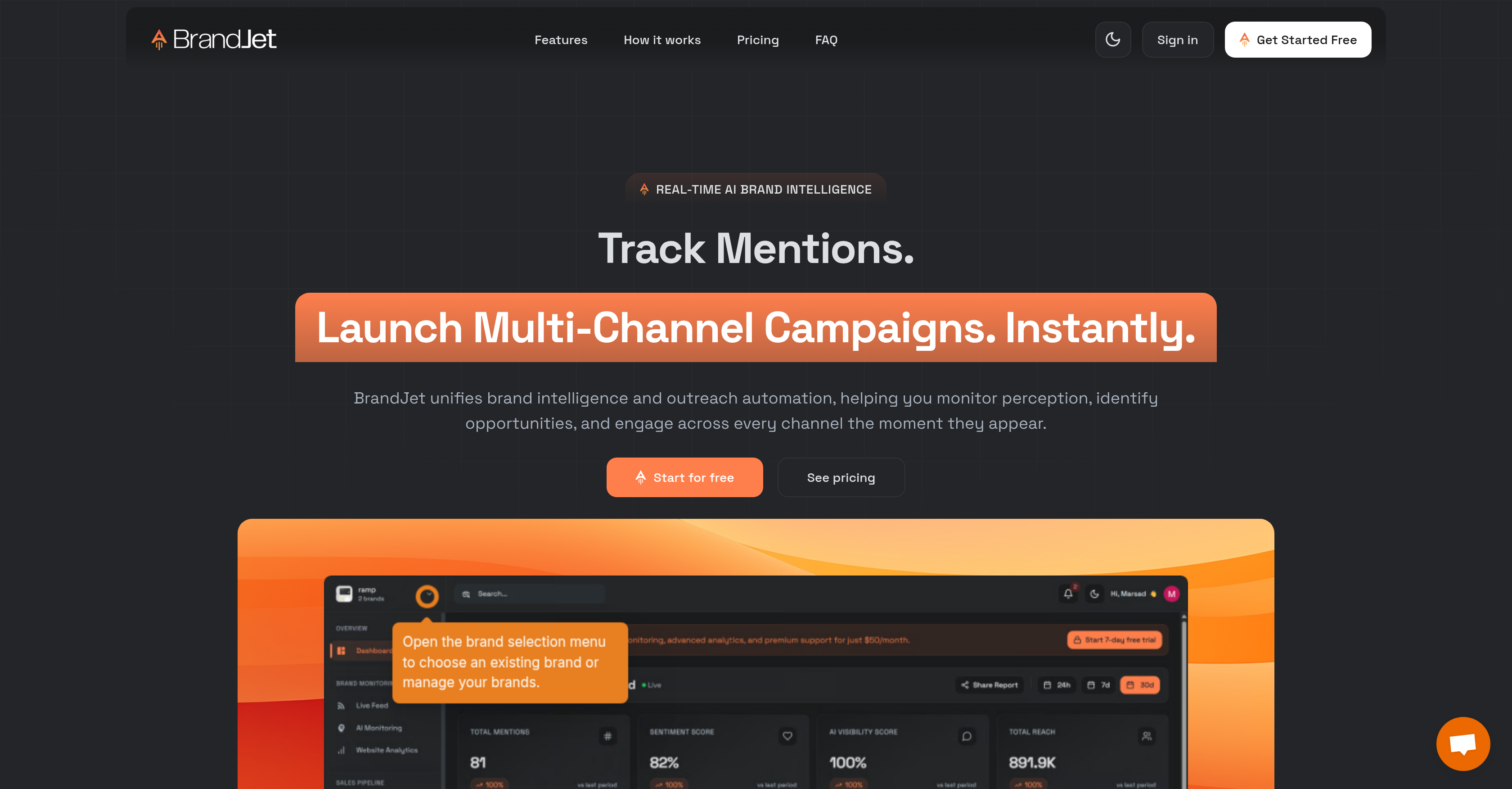 BrandJet AI - Screenshot showing the interface and features of this AI tool