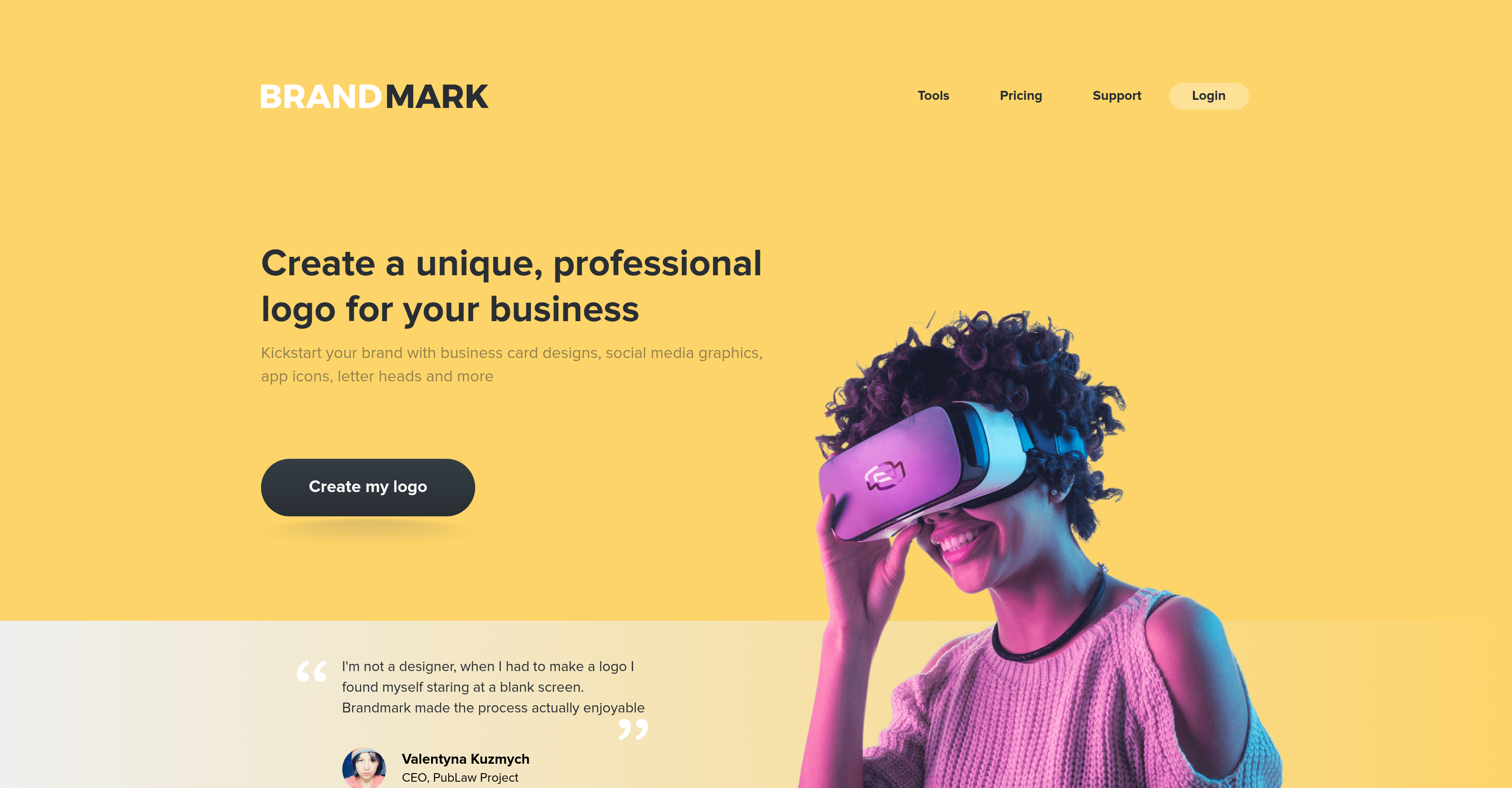 Brandmark - Screenshot showing the interface and features of this AI tool