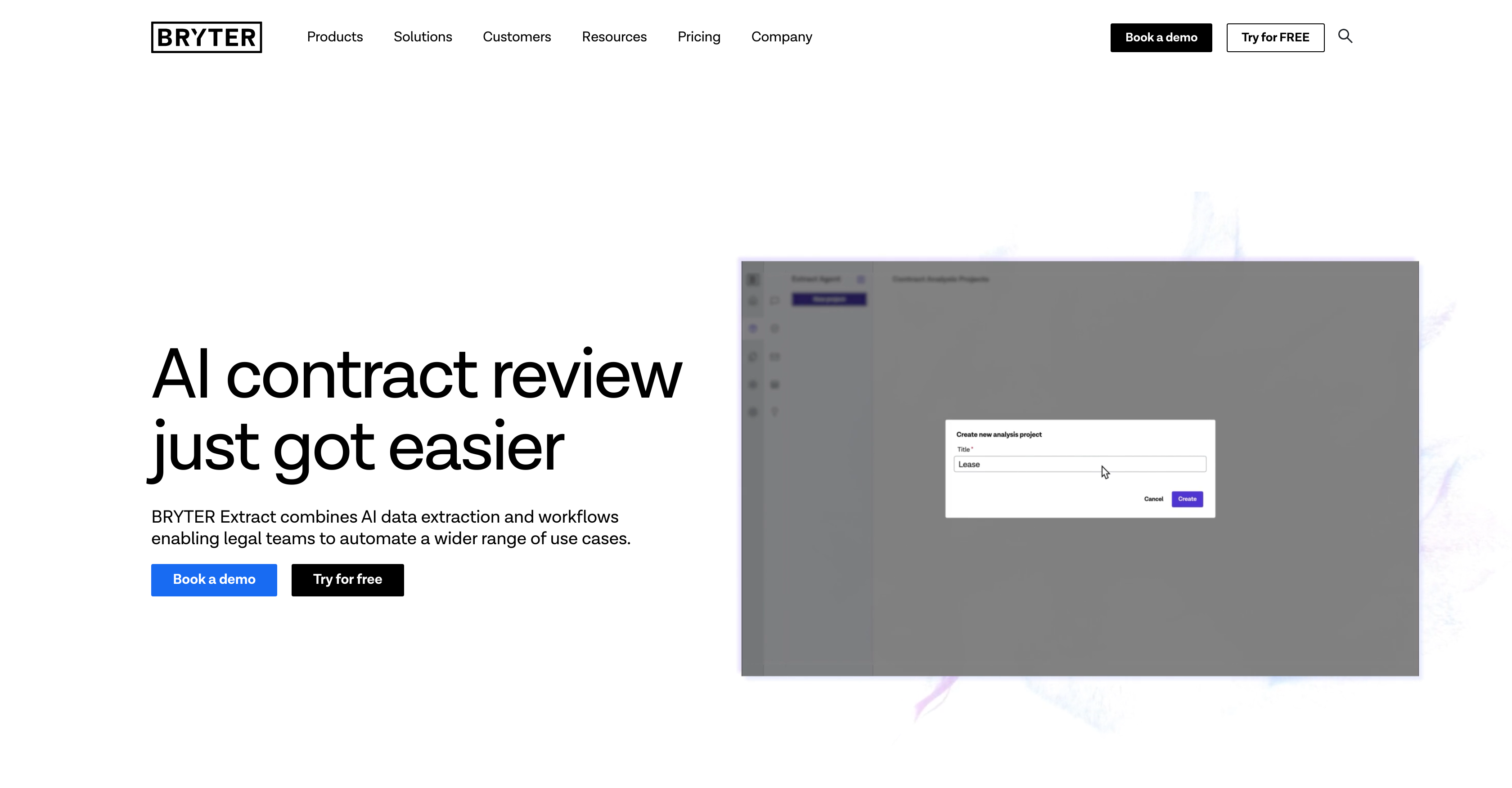 BRYTER Extract - Screenshot showing the interface and features of this AI tool