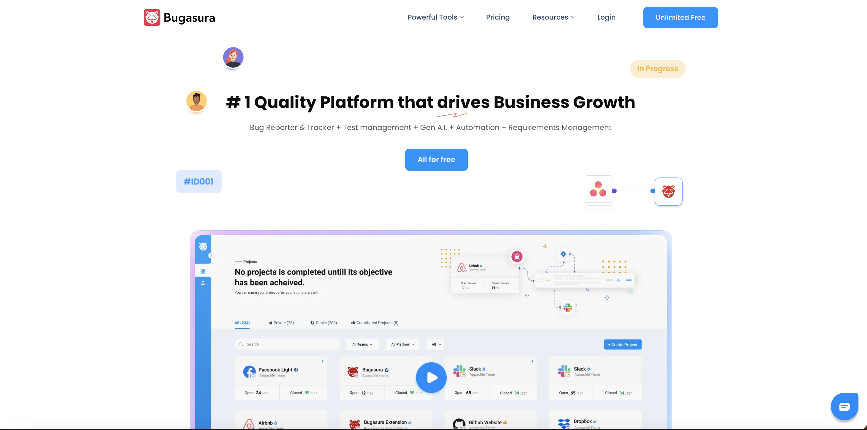 Bugasura - Screenshot showing the interface and features of this AI tool
