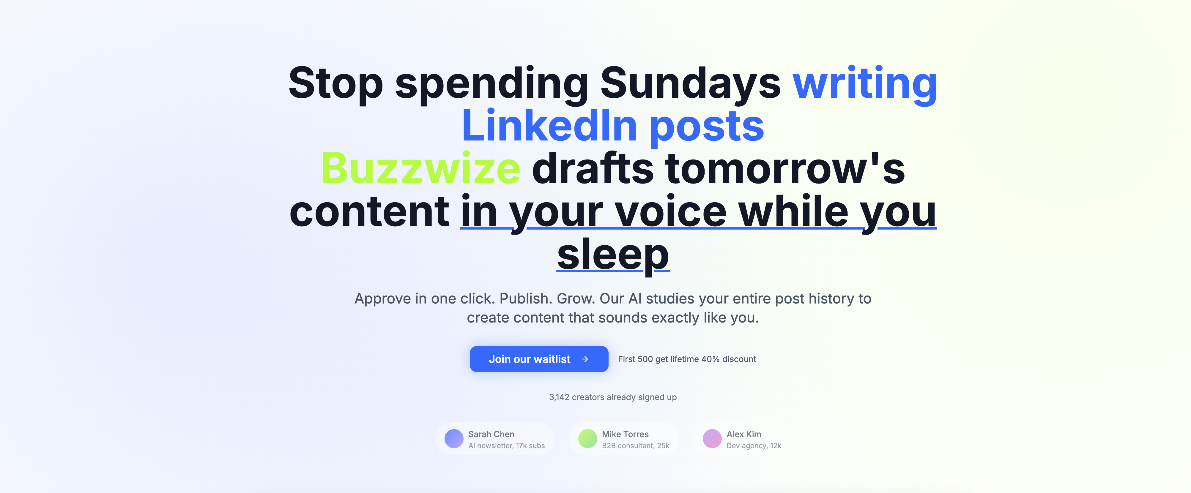 Buzzwize - Screenshot showing the interface and features of this AI tool