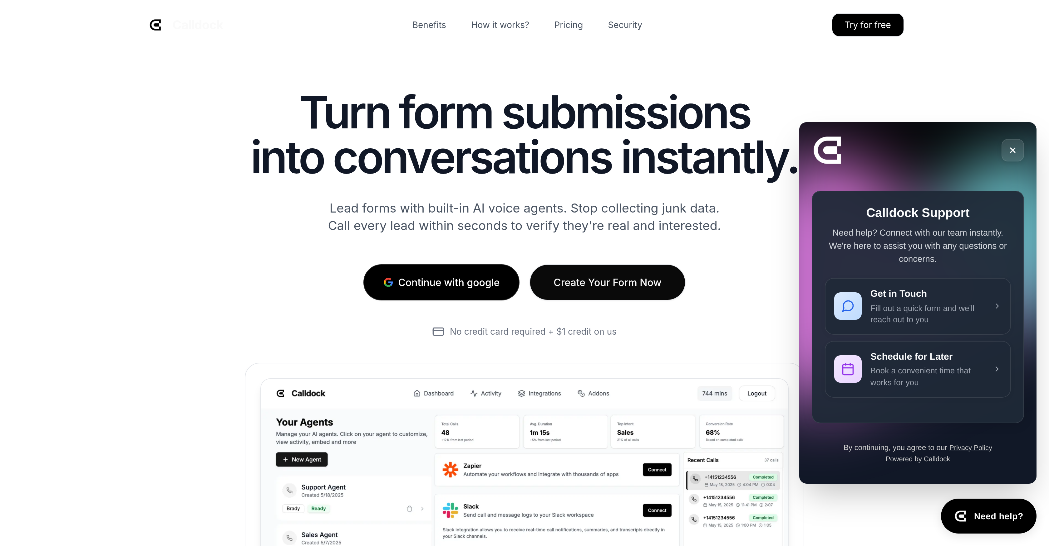 Calldock - Screenshot showing the interface and features of this AI tool
