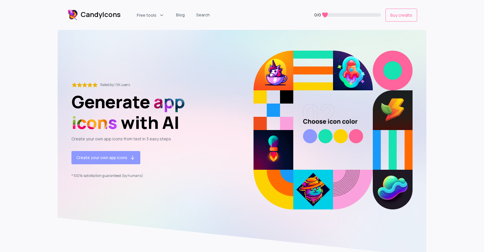 CandyIcons - Screenshot showing the interface and features of this AI tool
