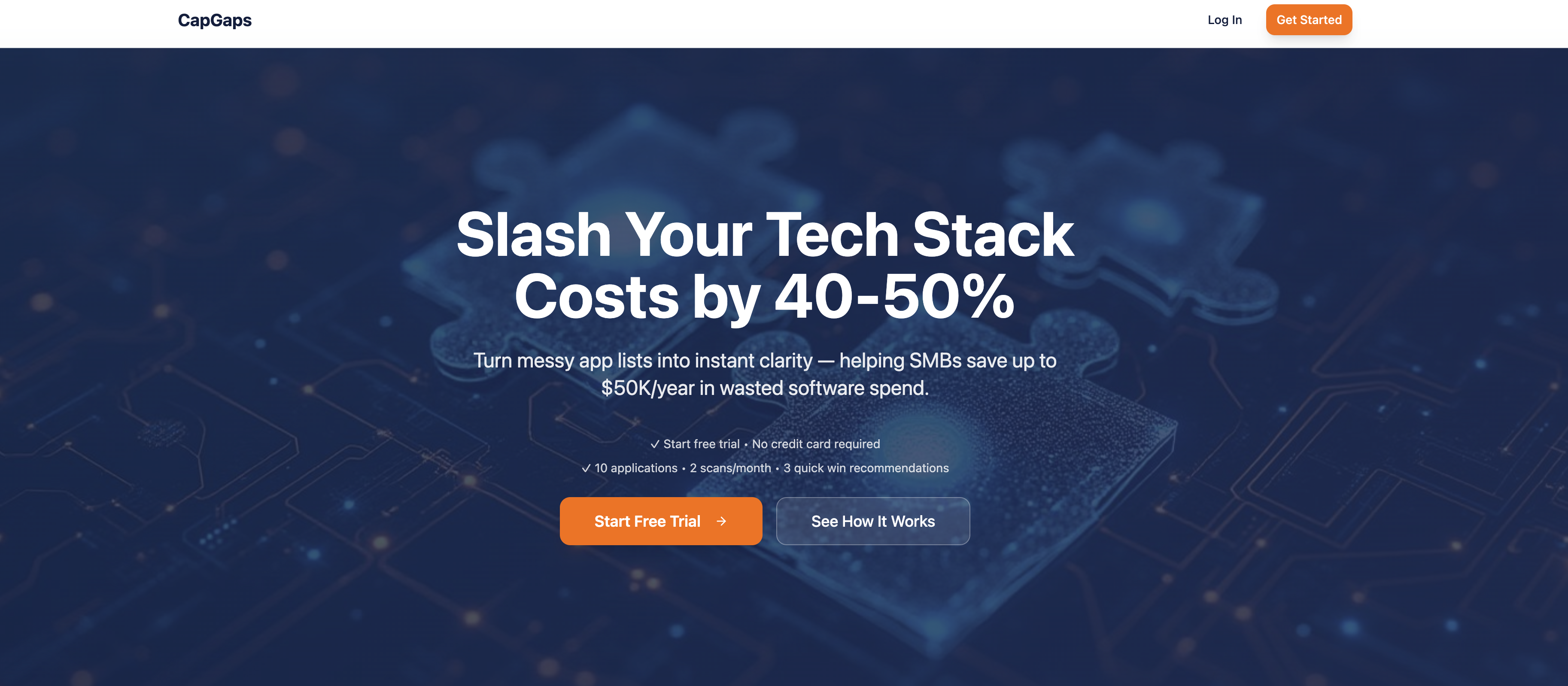CapGaps - Slash Your Tech Stack Costs by 40-50% - Screenshot showing the interface and features of this AI tool