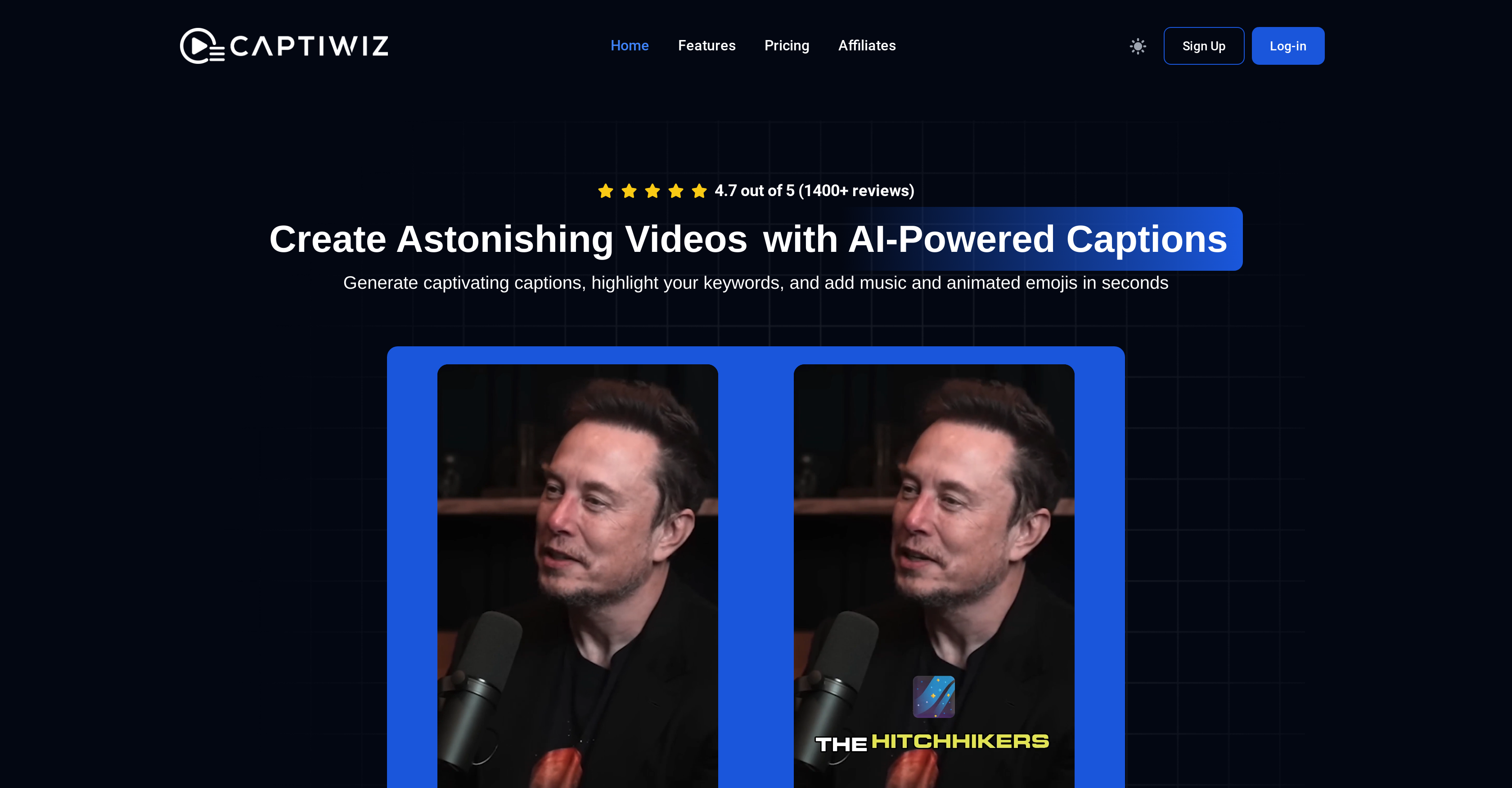 Captiwiz - Screenshot showing the interface and features of this AI tool