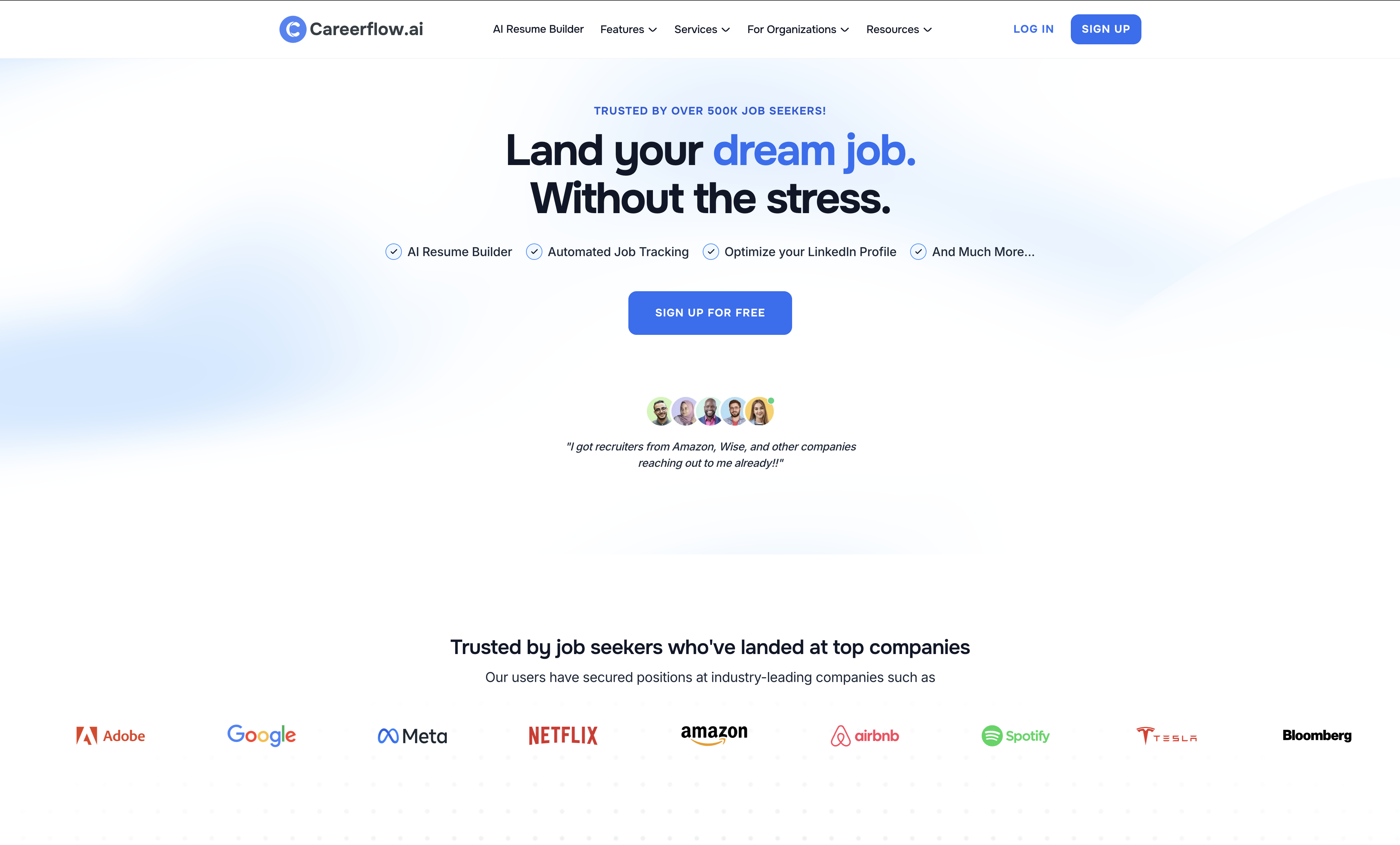 Careerflow - Screenshot showing the interface and features of this AI tool