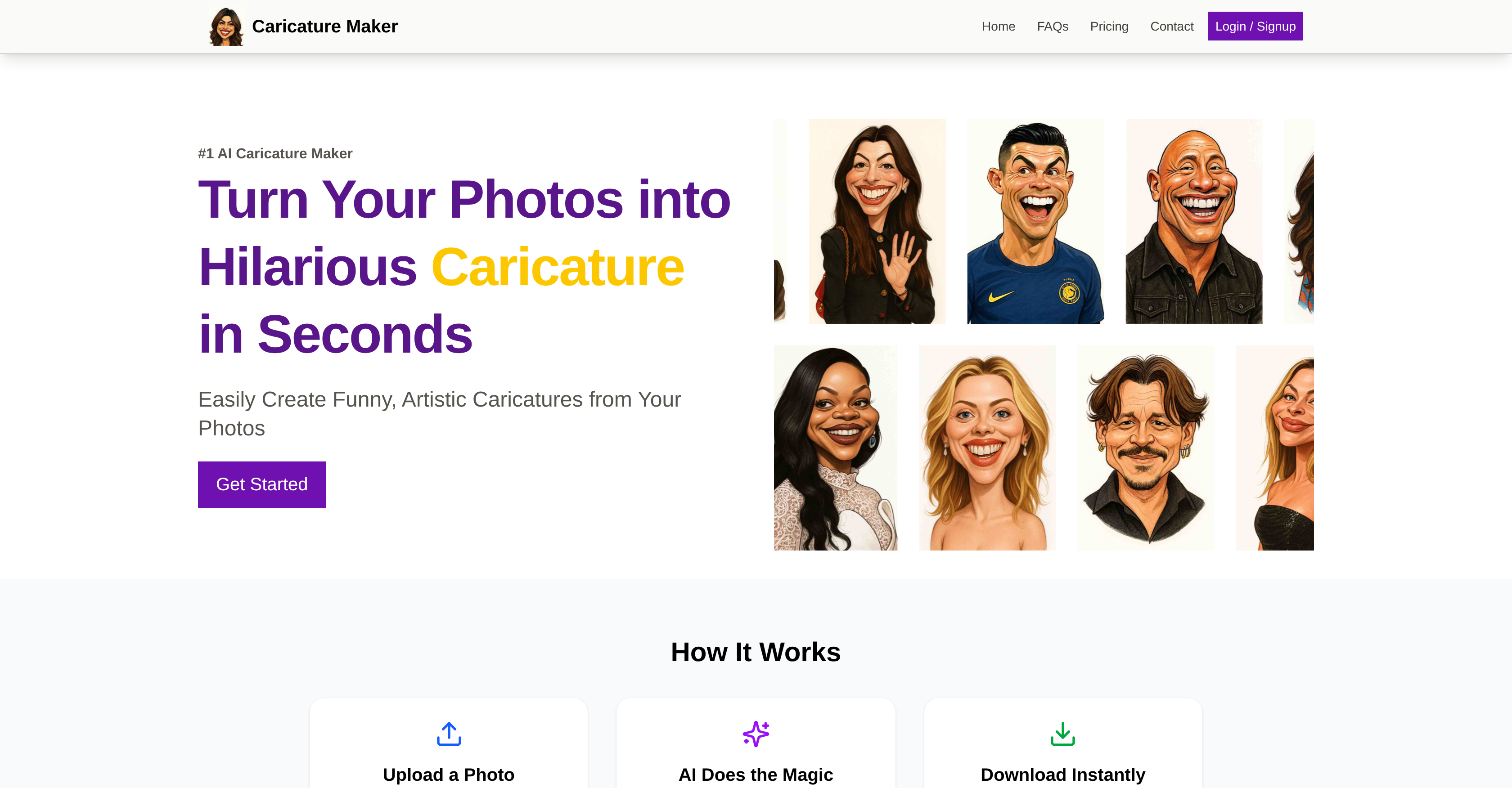 Caricature Maker - Screenshot showing the interface and features of this AI tool