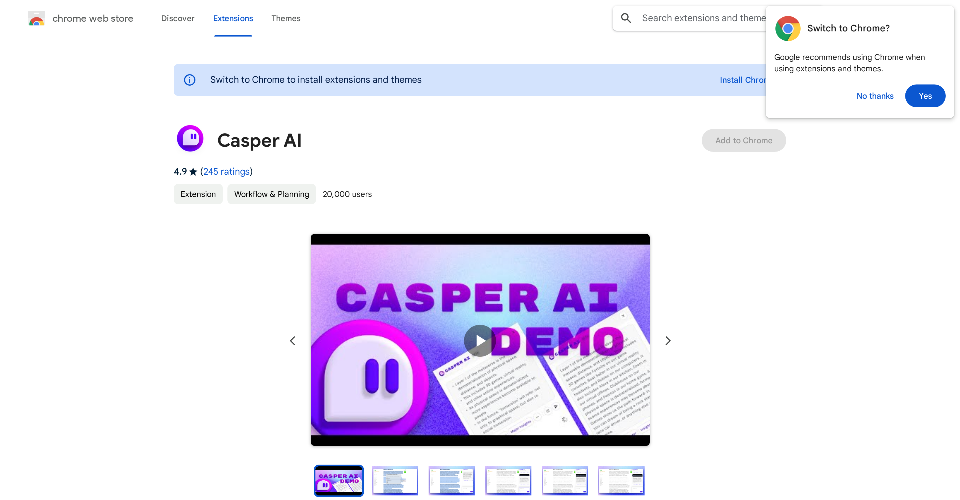 Casper AI - Screenshot showing the interface and features of this AI tool