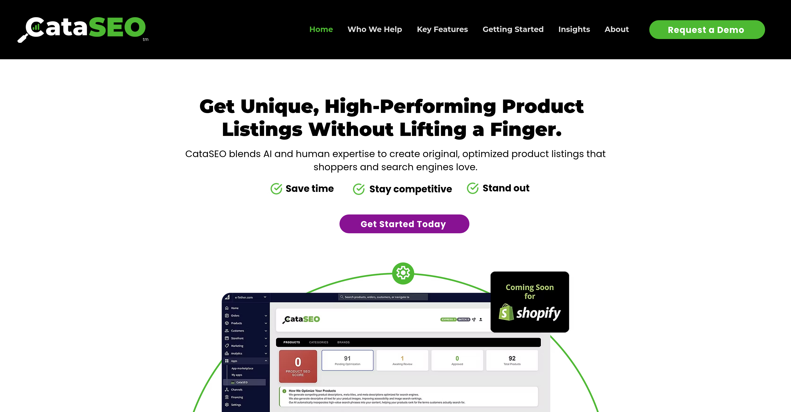 CataSEO - Screenshot showing the interface and features of this AI tool