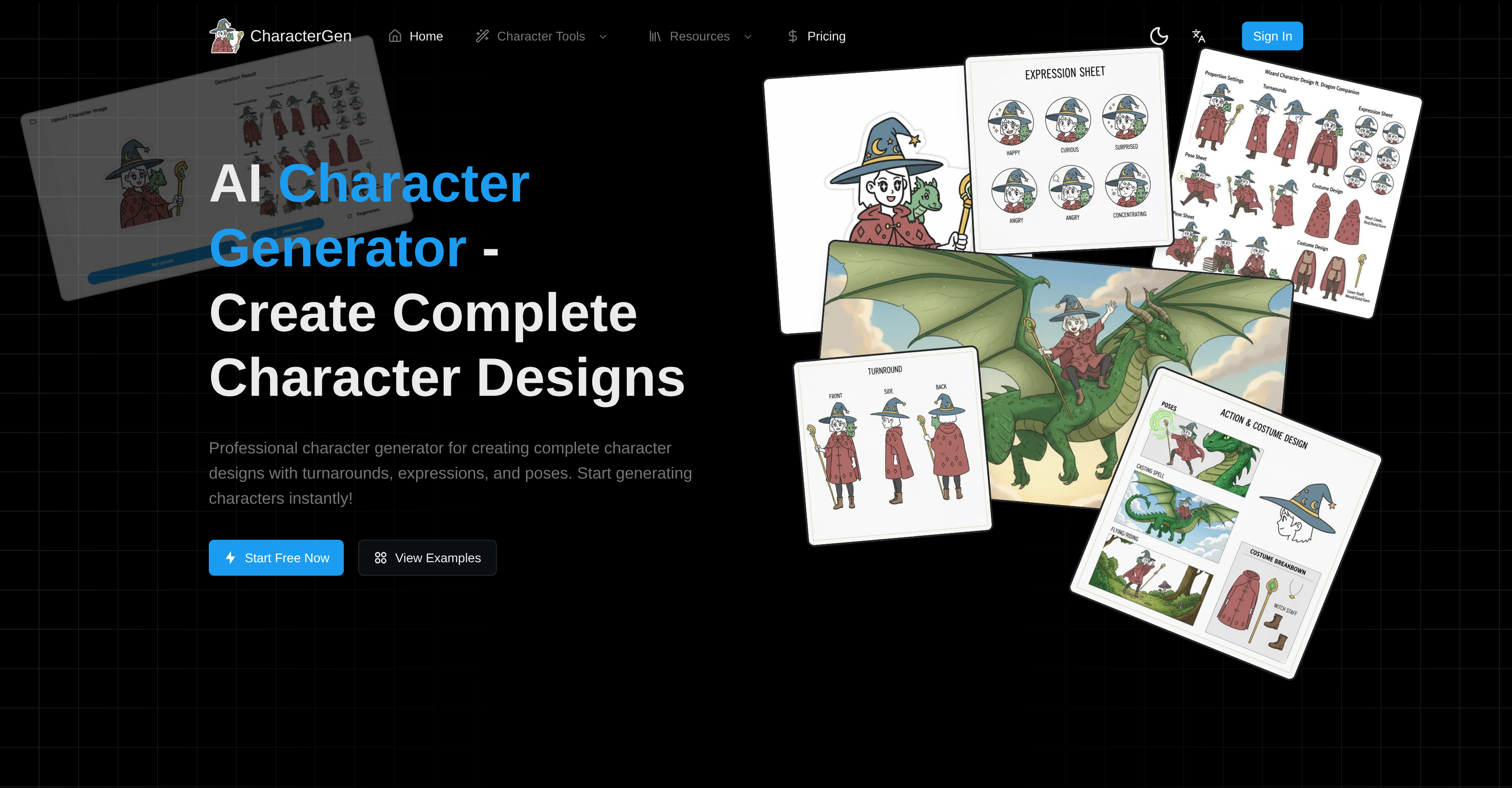 AI Character Generator - CharacterGen - Screenshot showing the interface and features of this AI tool
