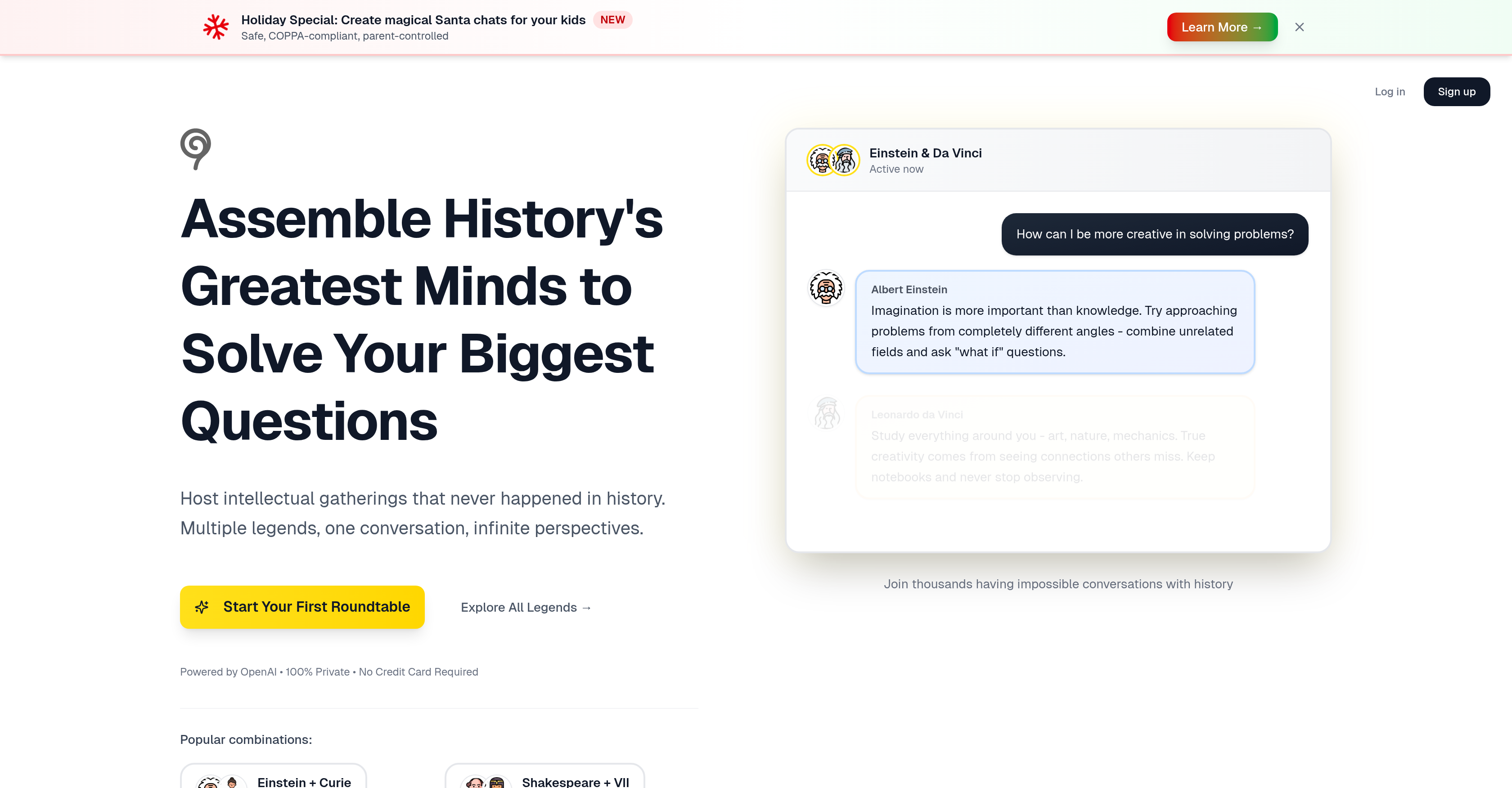 Chat With Legends - Screenshot showing the interface and features of this AI tool