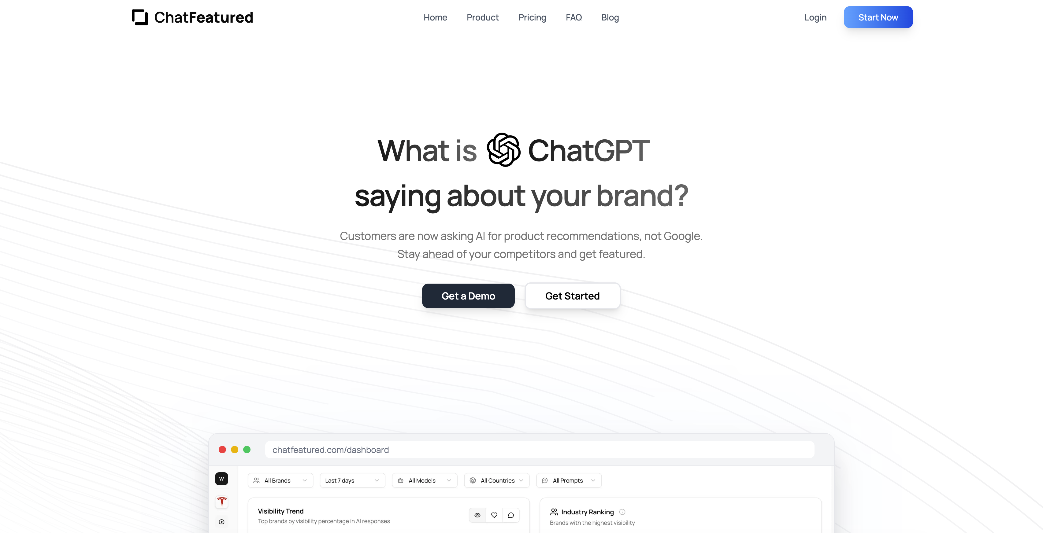 ChatFeatured - Screenshot showing the interface and features of this AI tool