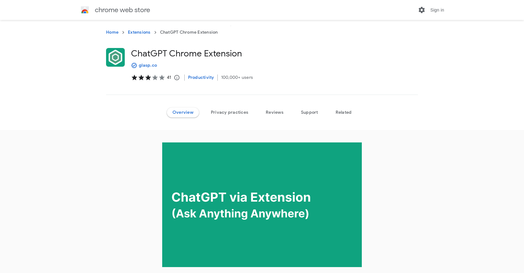 ChatGPT Chrome Extension - Screenshot showing the interface and features of this AI tool