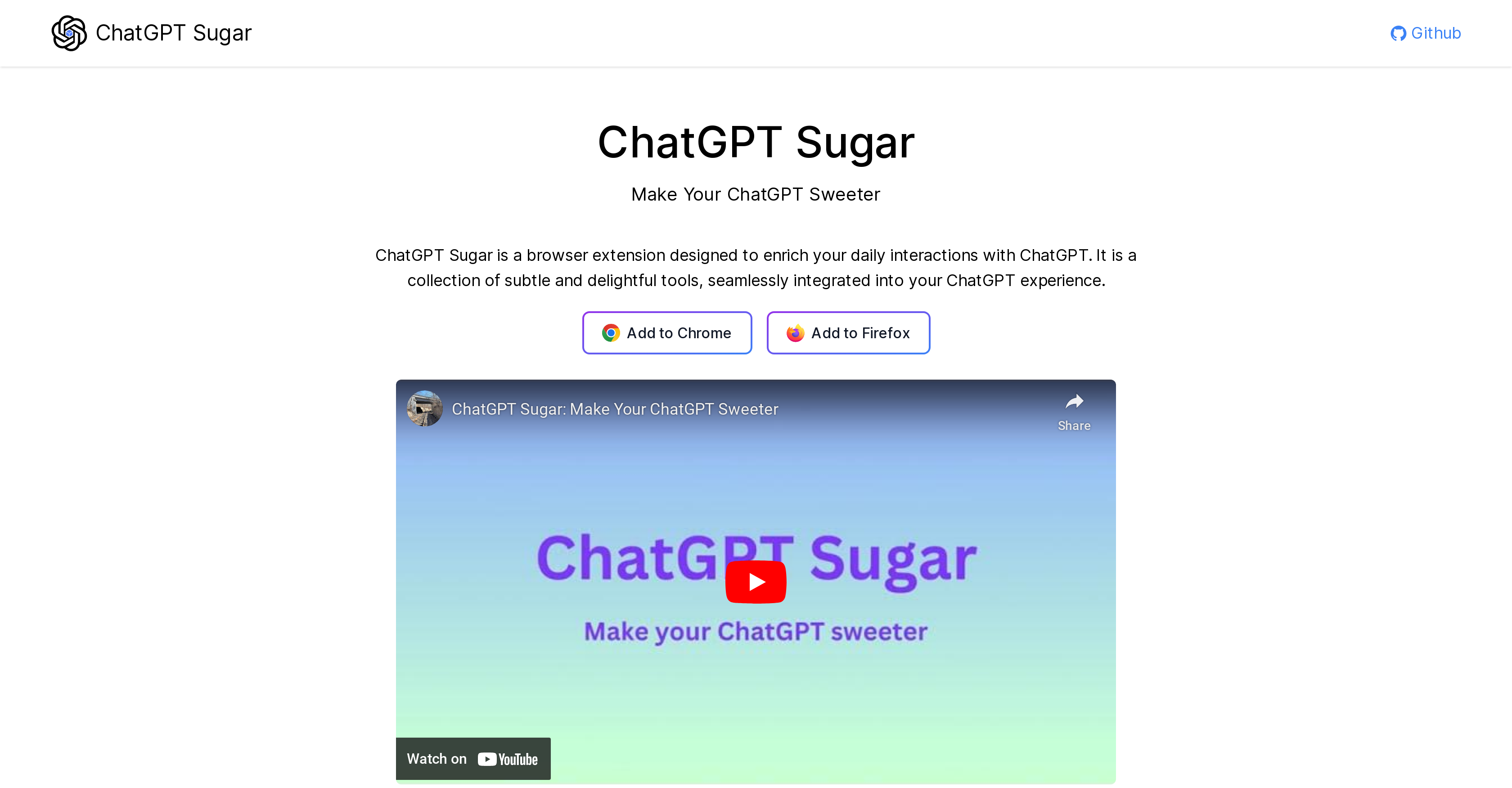 ChatGPT Sugar - Screenshot showing the interface and features of this AI tool