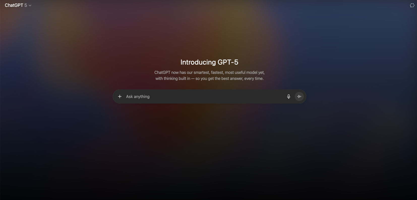 ChatGPT5 - Screenshot showing the interface and features of this AI tool