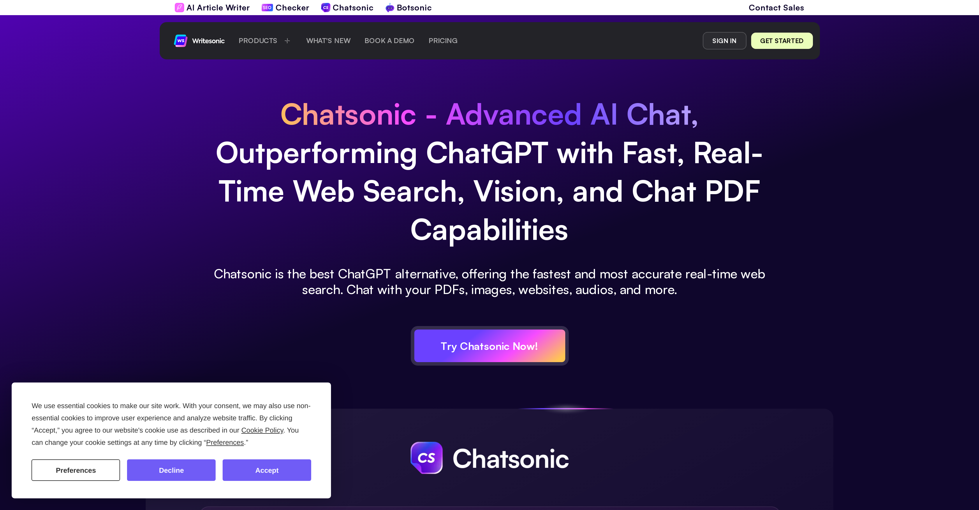 Chatsonic - Screenshot showing the interface and features of this AI tool