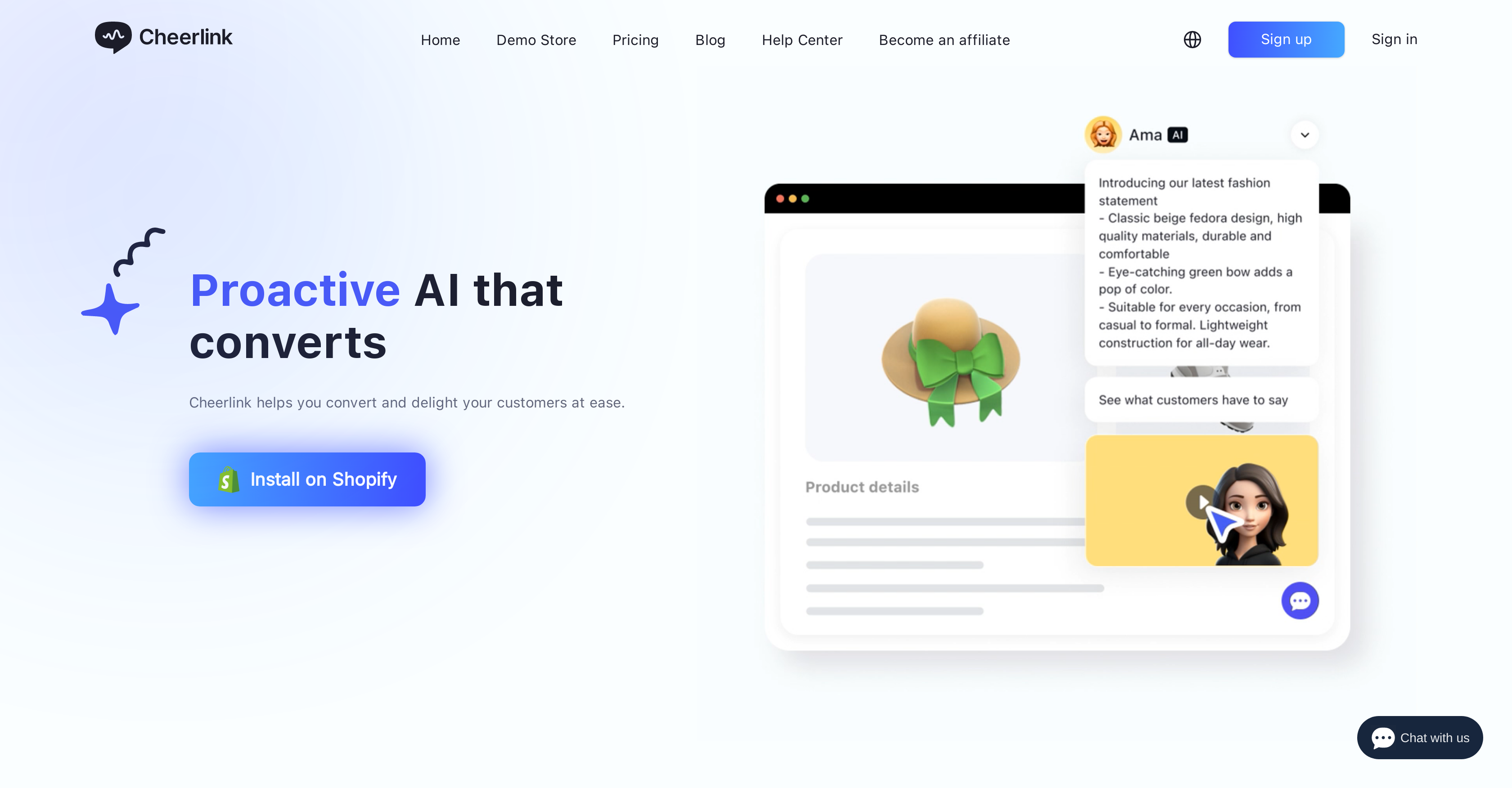 Cheerlink - Screenshot showing the interface and features of this AI tool