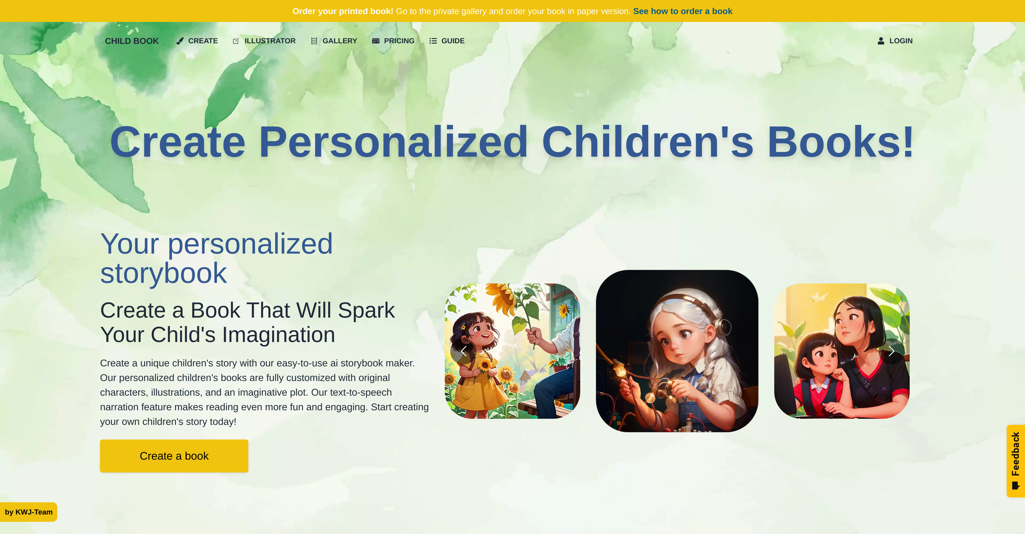 Childbook - Screenshot showing the interface and features of this AI tool