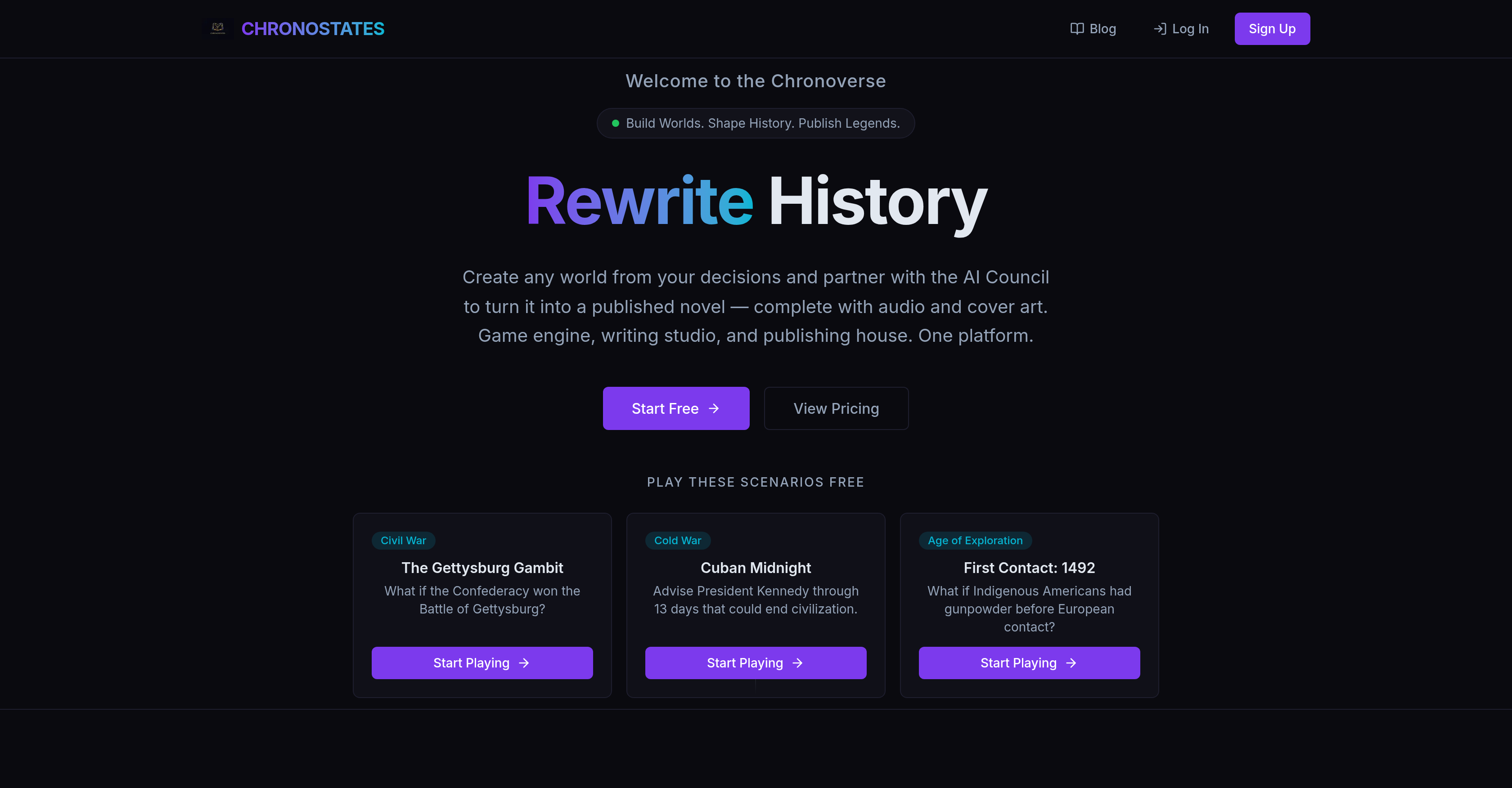Chronostates - Screenshot showing the interface and features of this AI tool