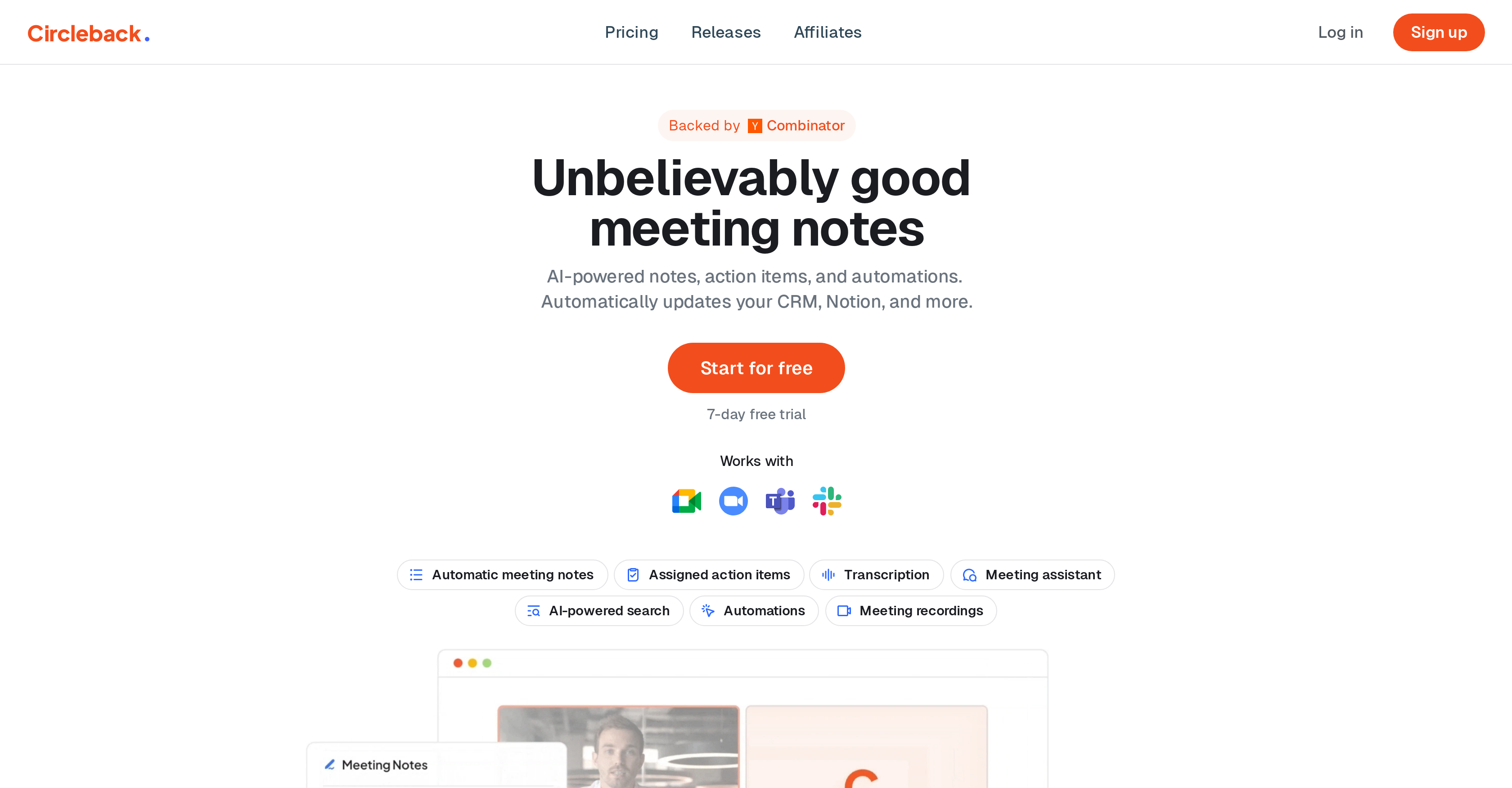 Circleback - Screenshot showing the interface and features of this AI tool