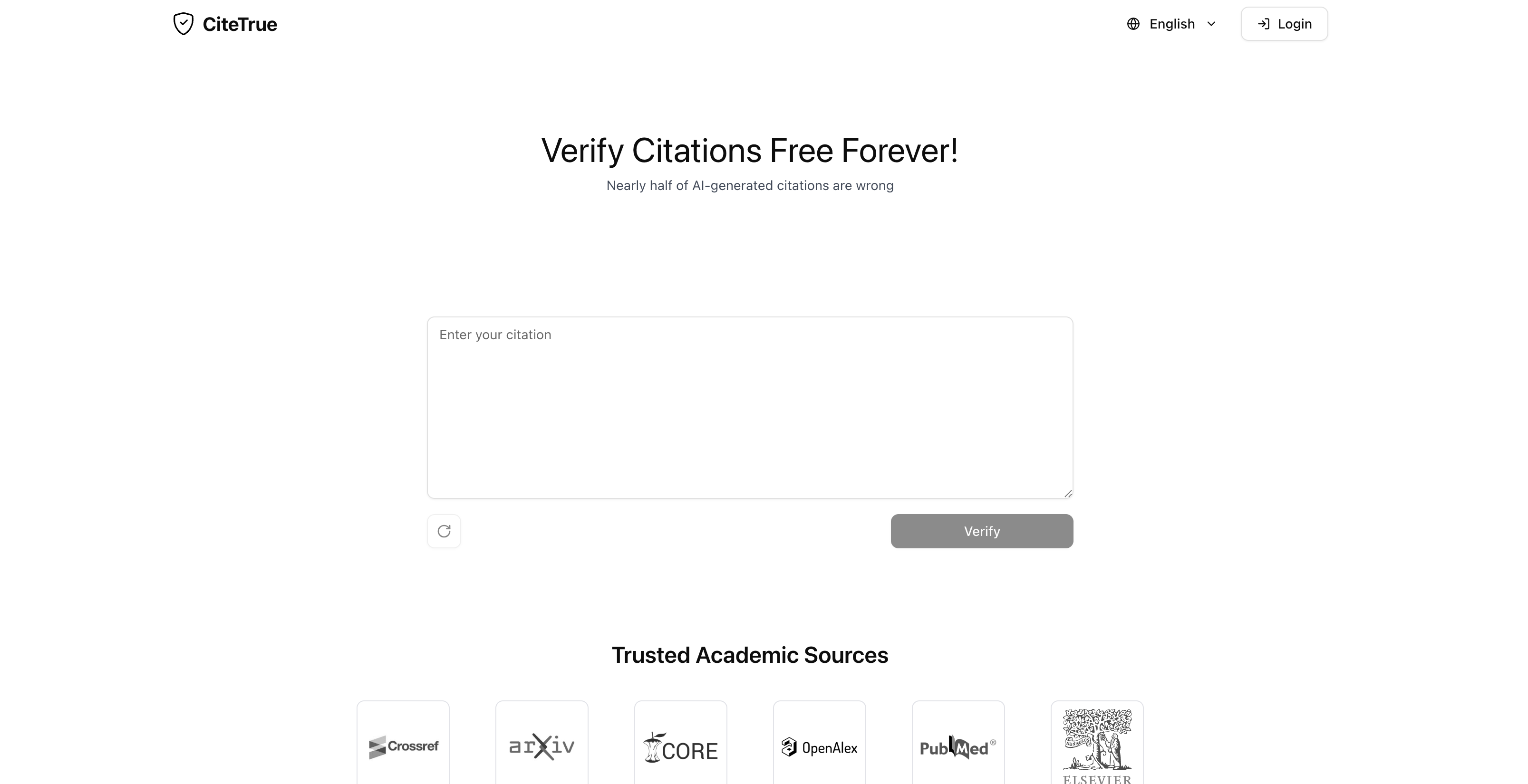 CiteTrue - Screenshot showing the interface and features of this AI tool
