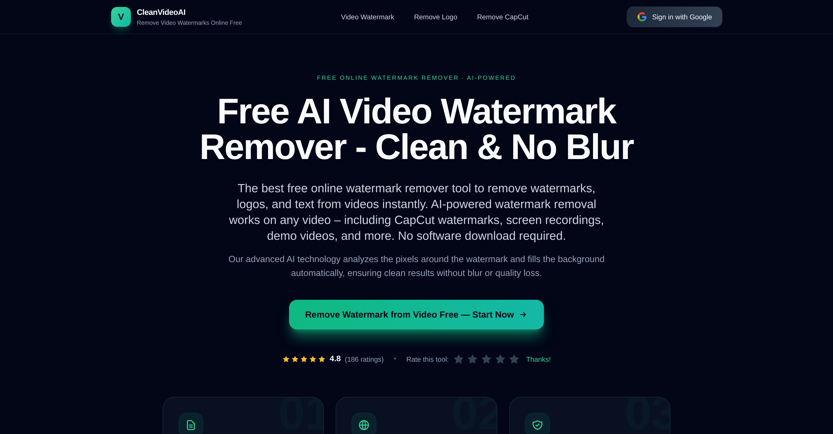 CleanVideoAI Watermark Removal - Screenshot showing the interface and features of this AI tool