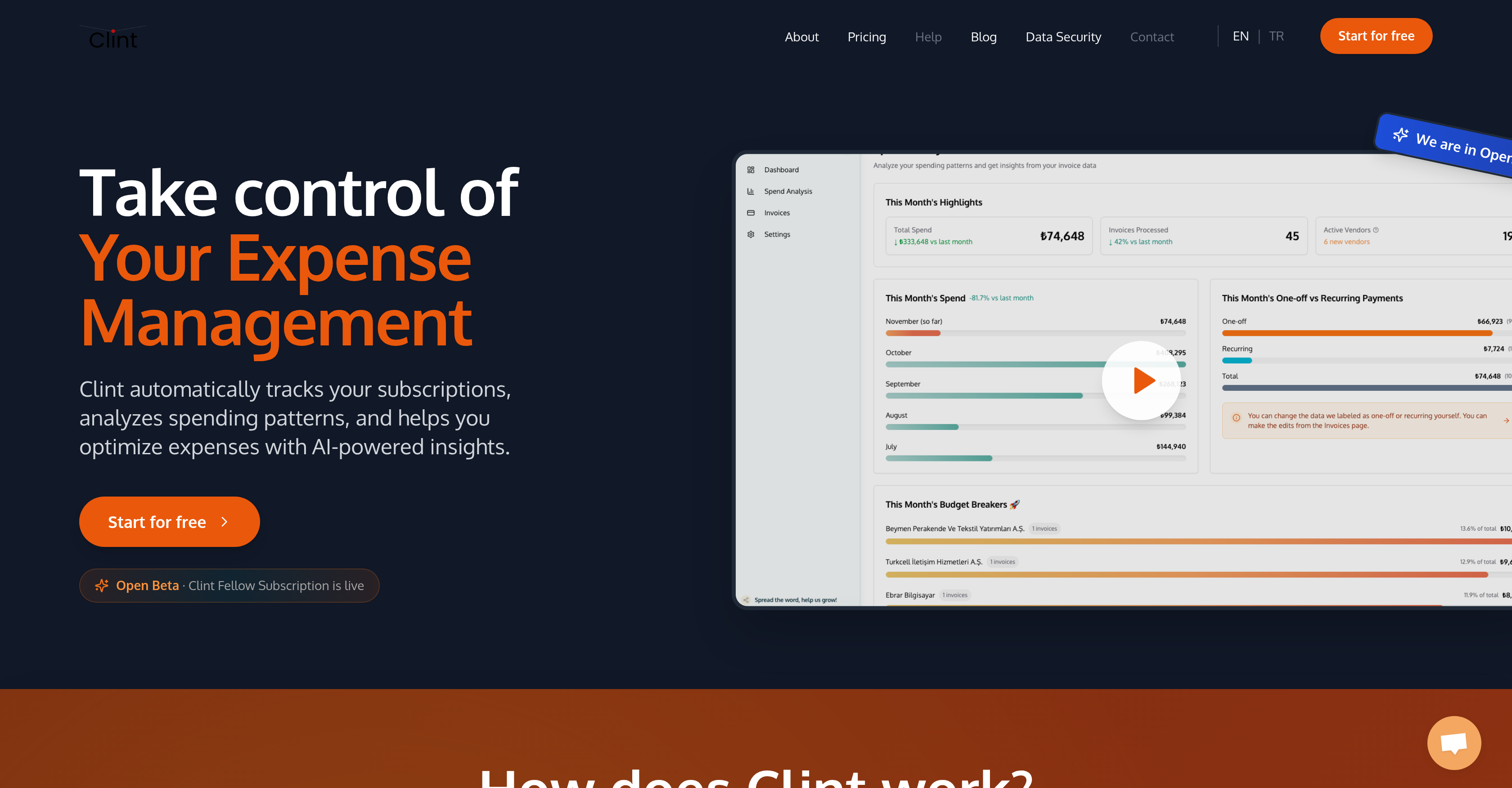 Clint - Screenshot showing the interface and features of this AI tool