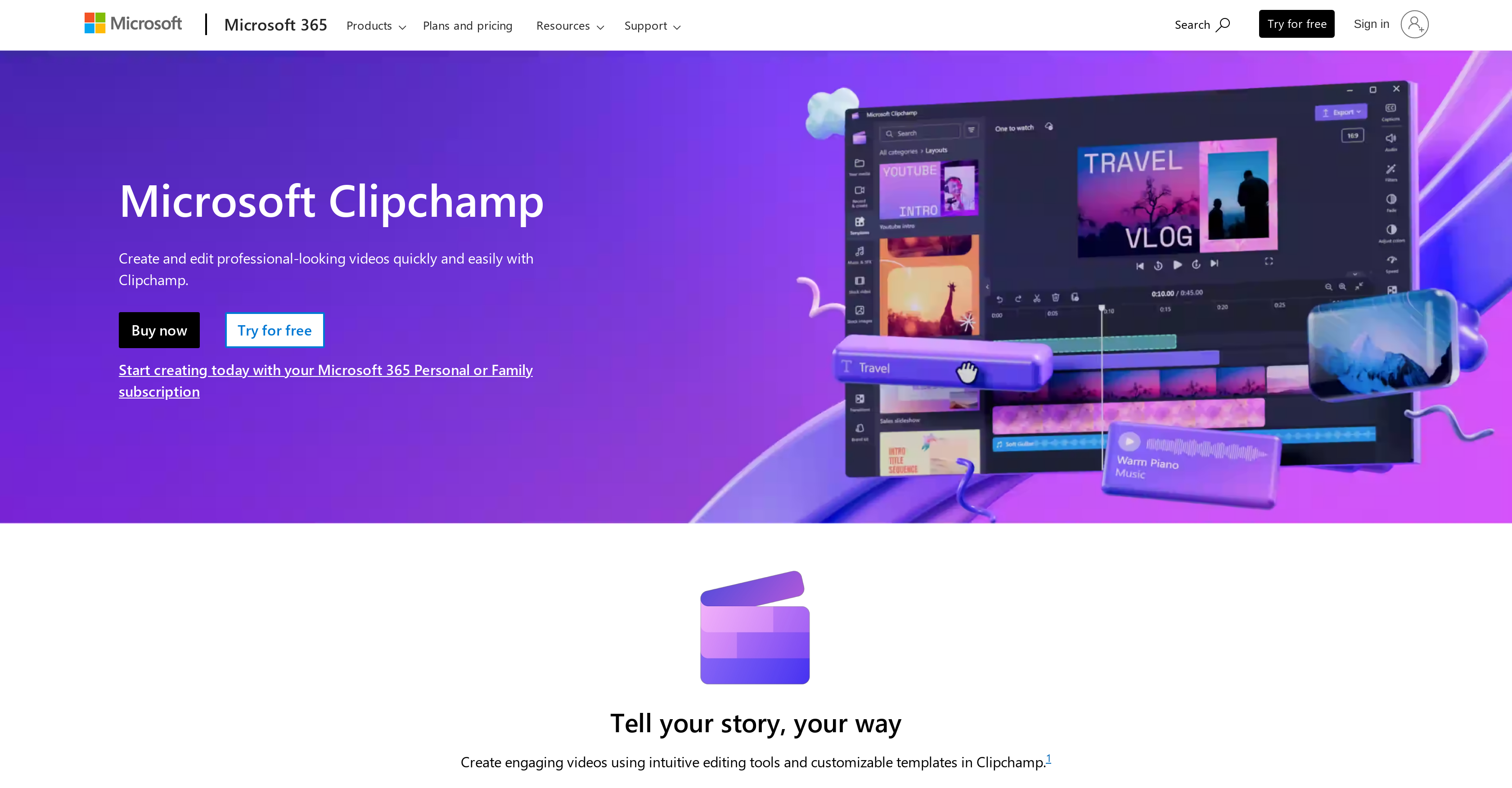 Clipchamp Video Editor - Screenshot showing the interface and features of this AI tool