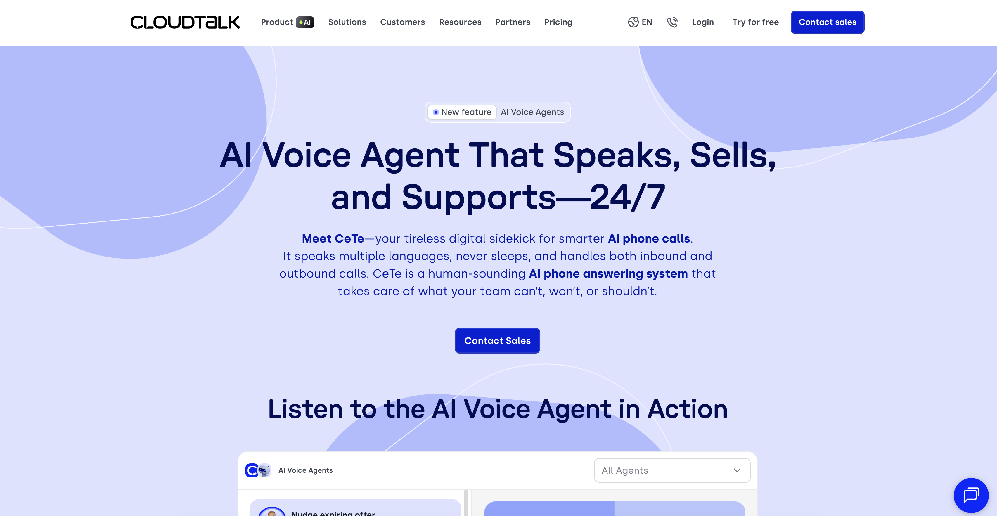 CloudTalk | AI Voice Agents - Screenshot showing the interface and features of this AI tool