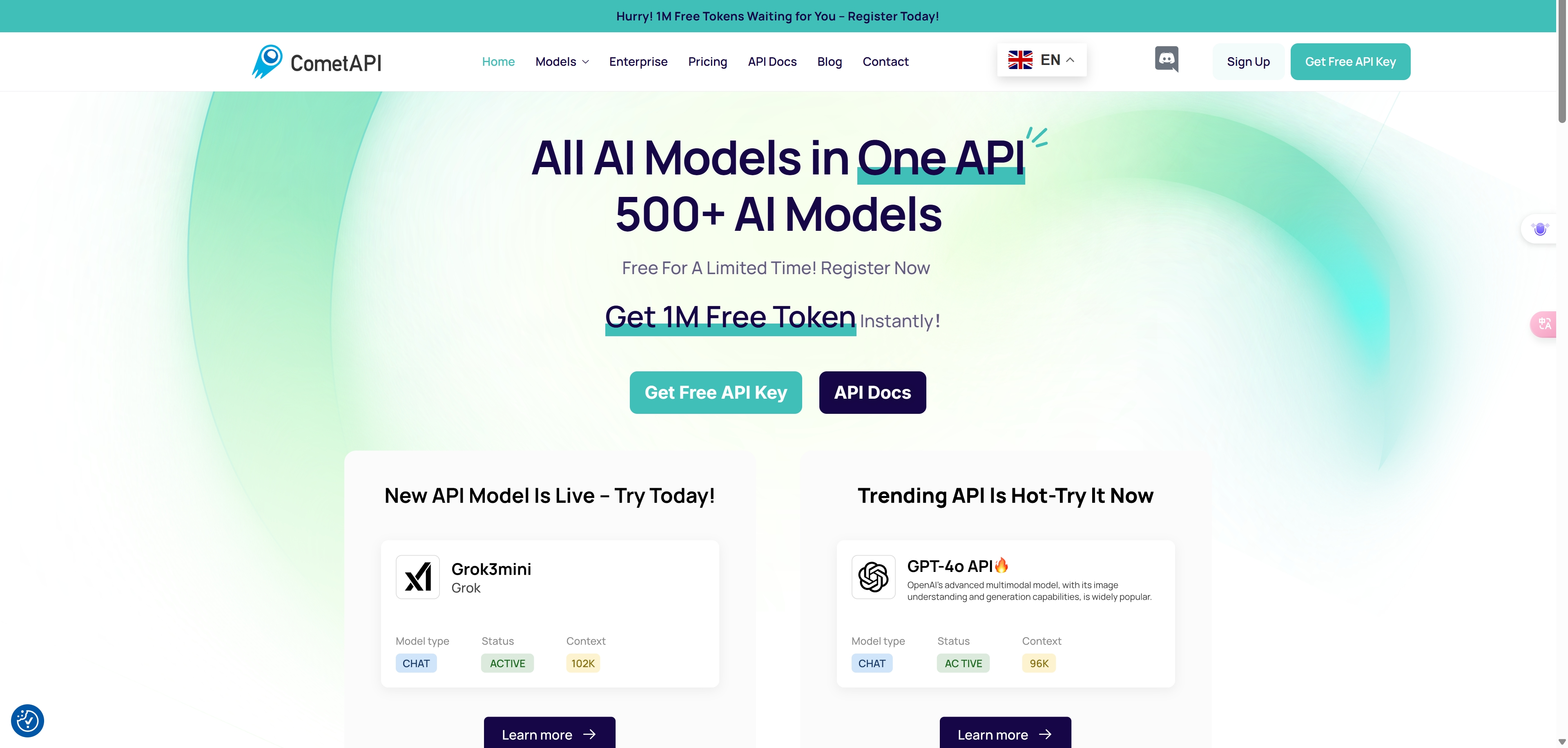 CometAPI - Screenshot showing the interface and features of this AI tool