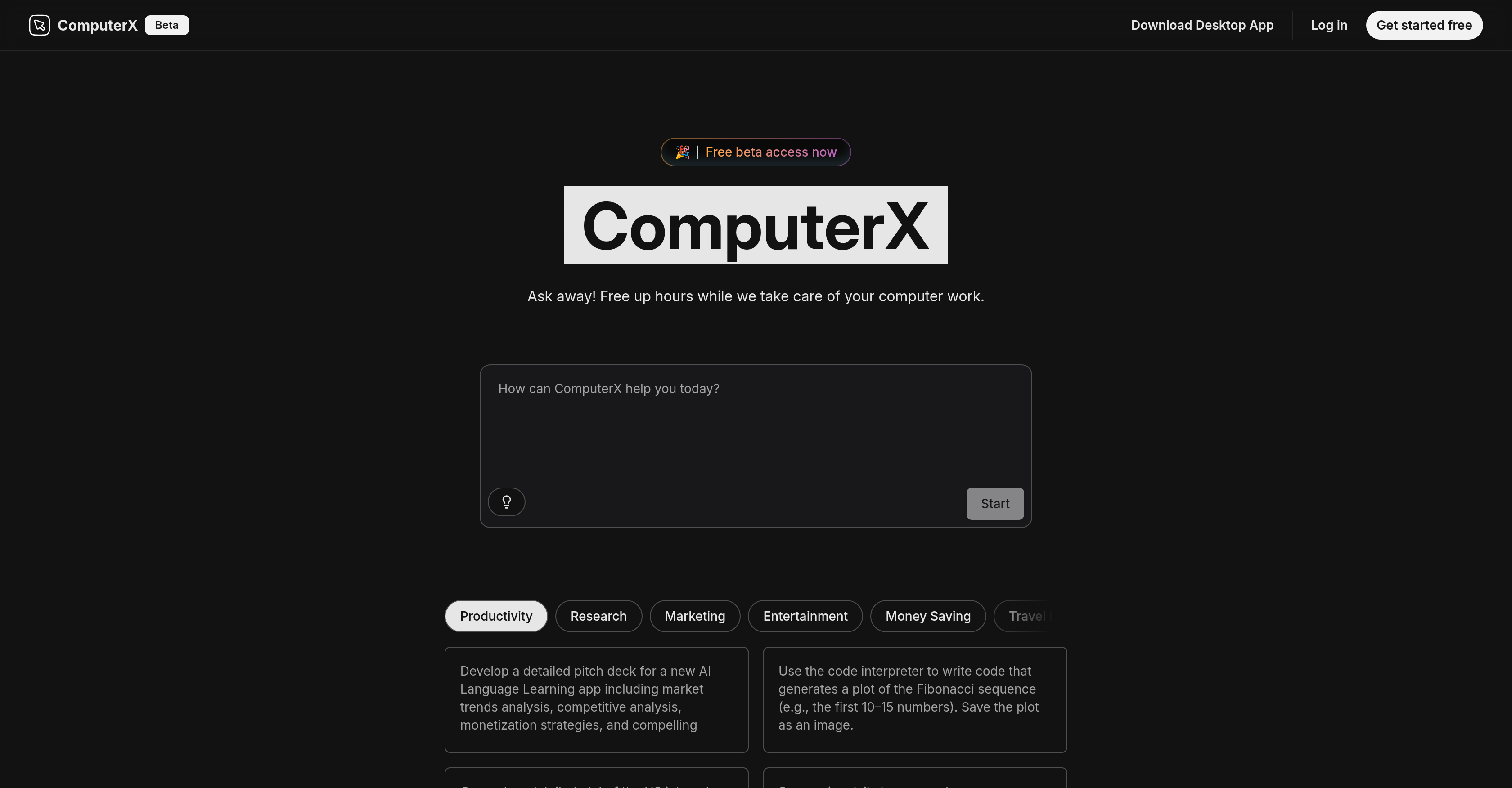 ComputerXv1.3.0 - Screenshot showing the interface and features of this AI tool