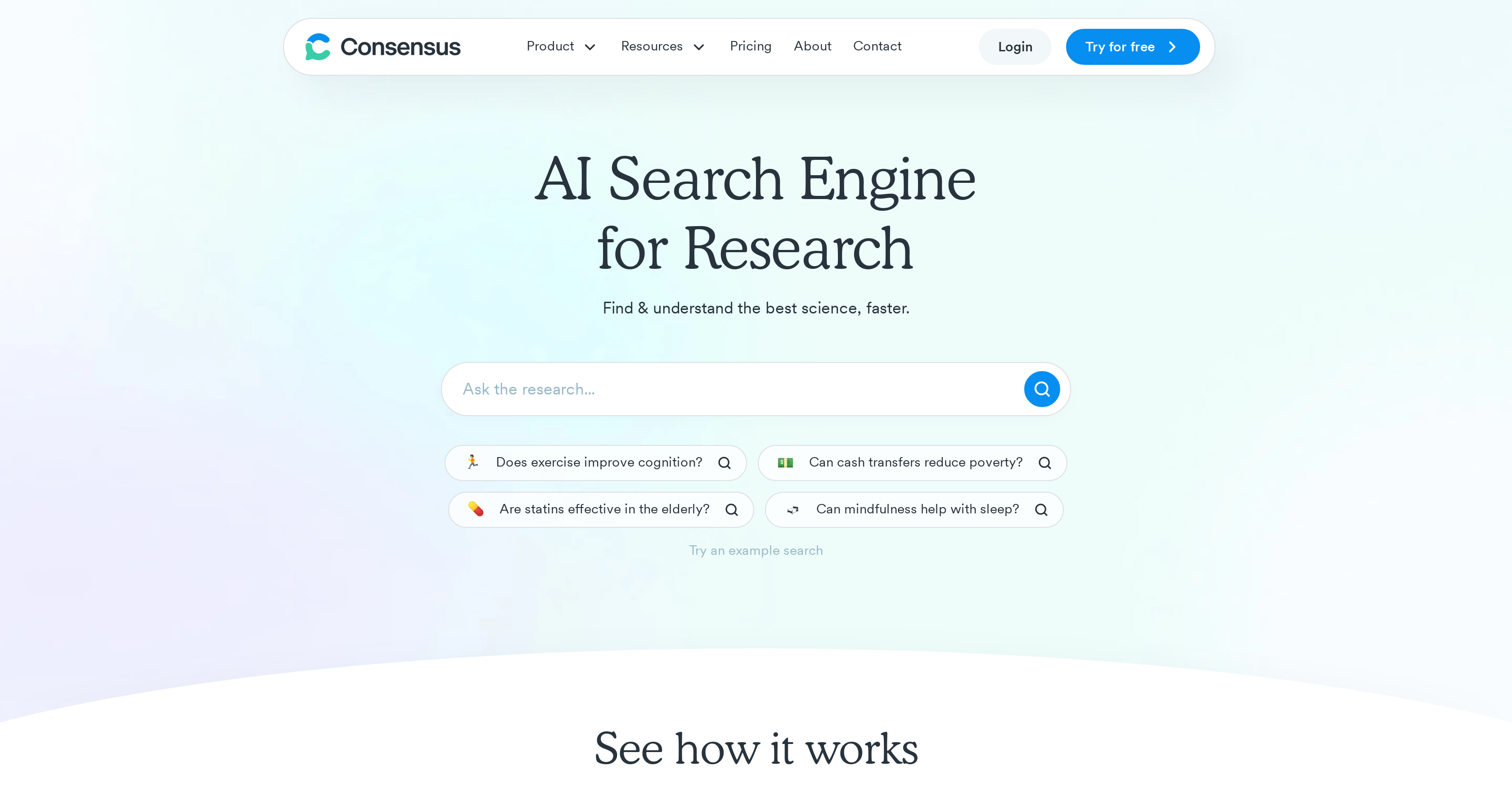 Consensus - Screenshot showing the interface and features of this AI tool