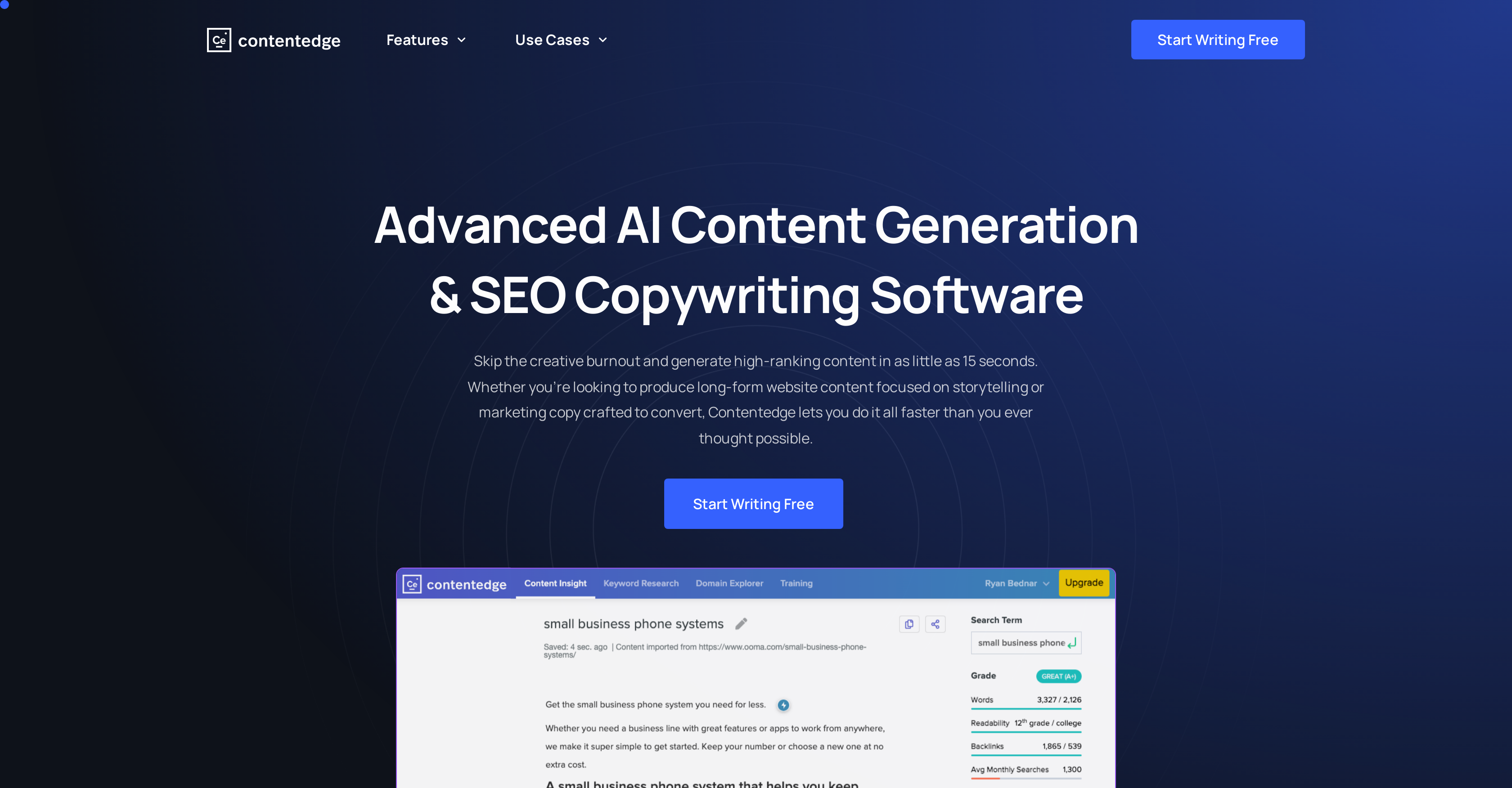 ContentEdge - Screenshot showing the interface and features of this AI tool