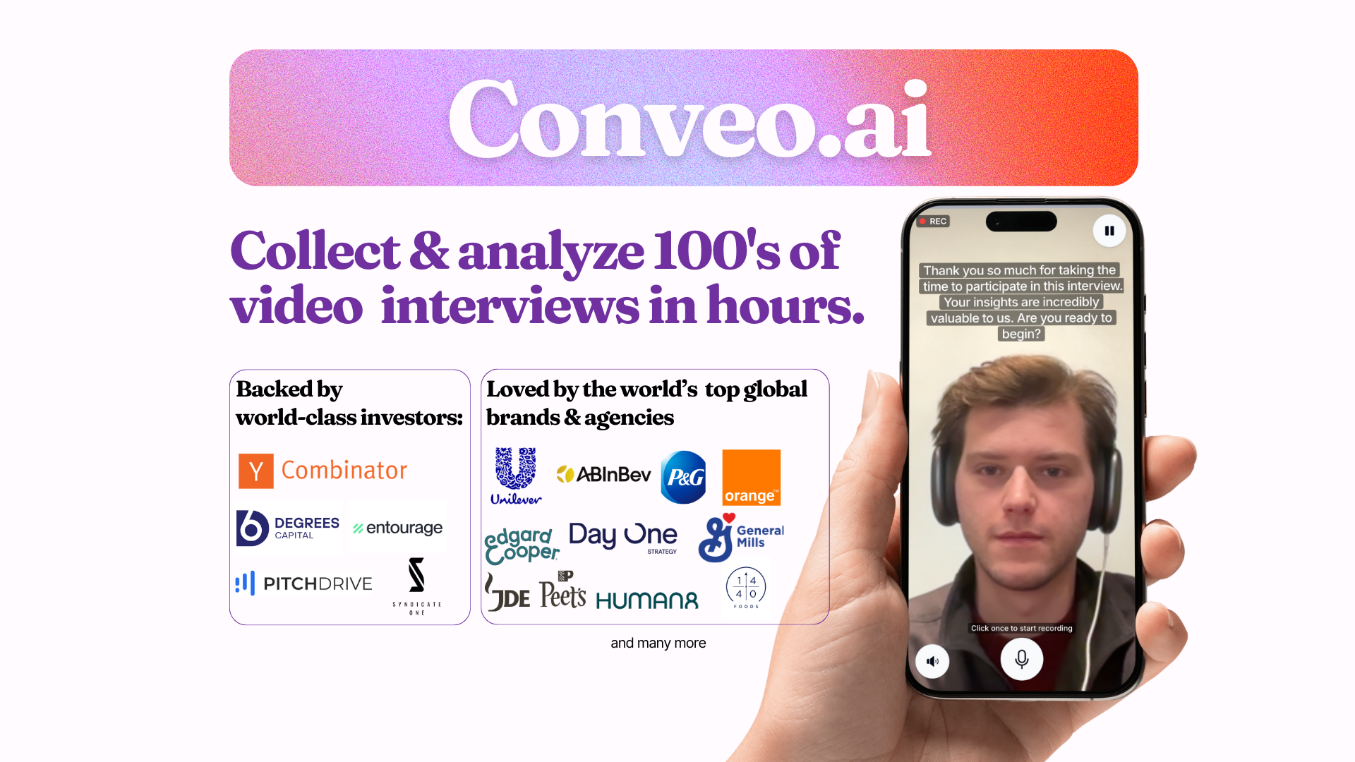 Conveo - Screenshot showing the interface and features of this AI tool